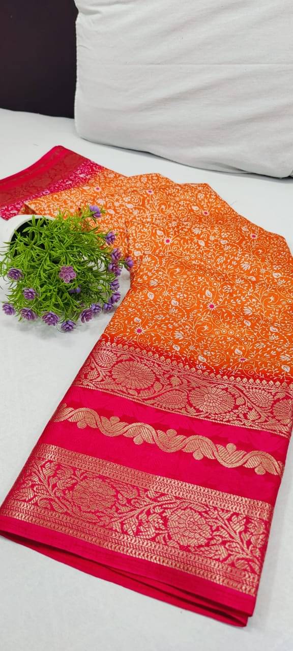     			Sitanjali Silk Blend Printed Sambalpuri Saree With Unstitched Blouse Piece ( PINK )