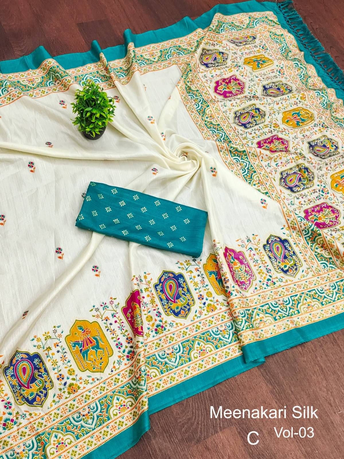     			Sitanjali Silk Blend Printed Sambalpuri Saree With Unstitched Blouse Piece ( Turquoise )