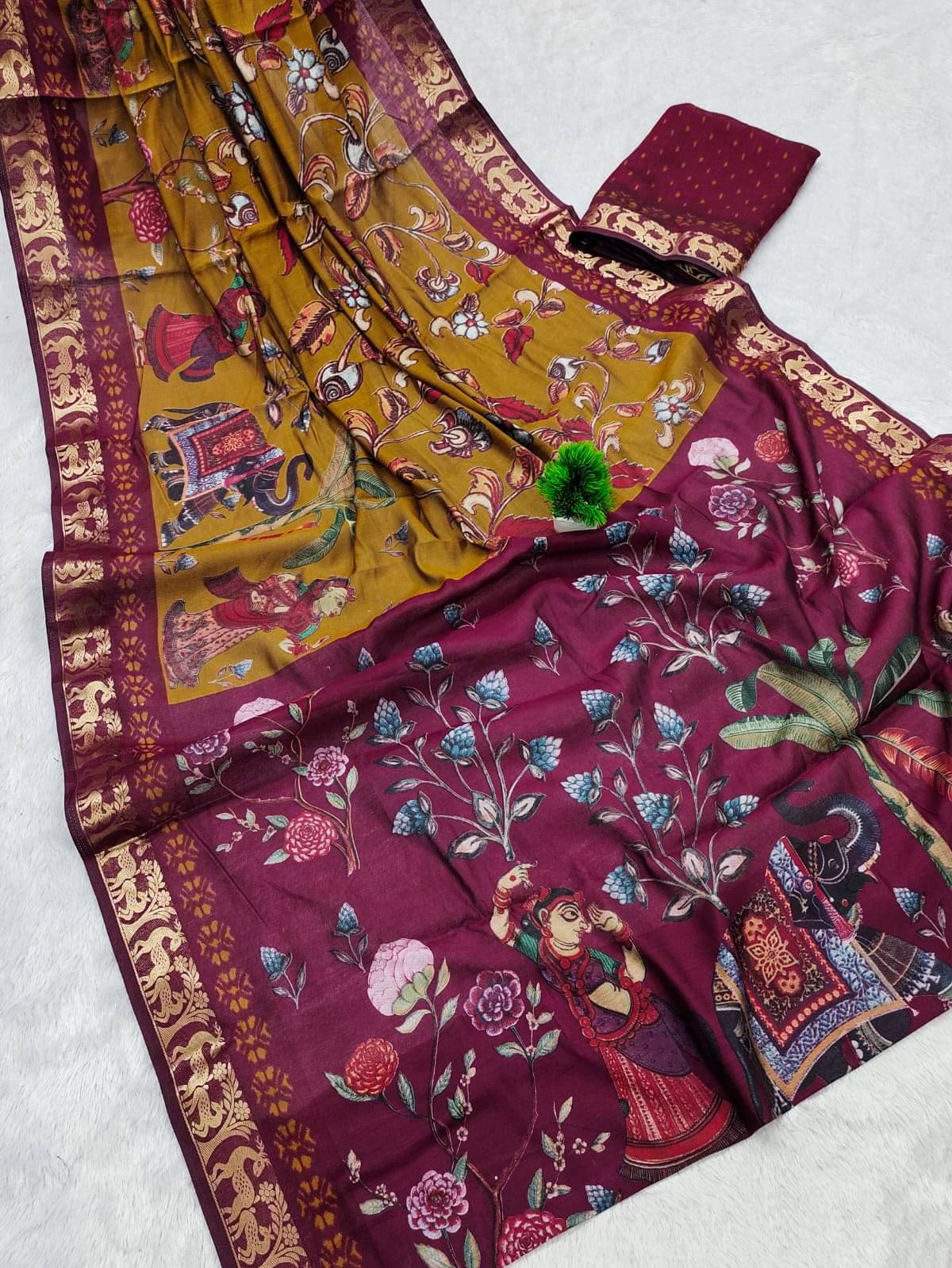     			Sitanjali Viscose Printed Sambalpuri Saree With Unstitched Blouse Piece ( Mustard )