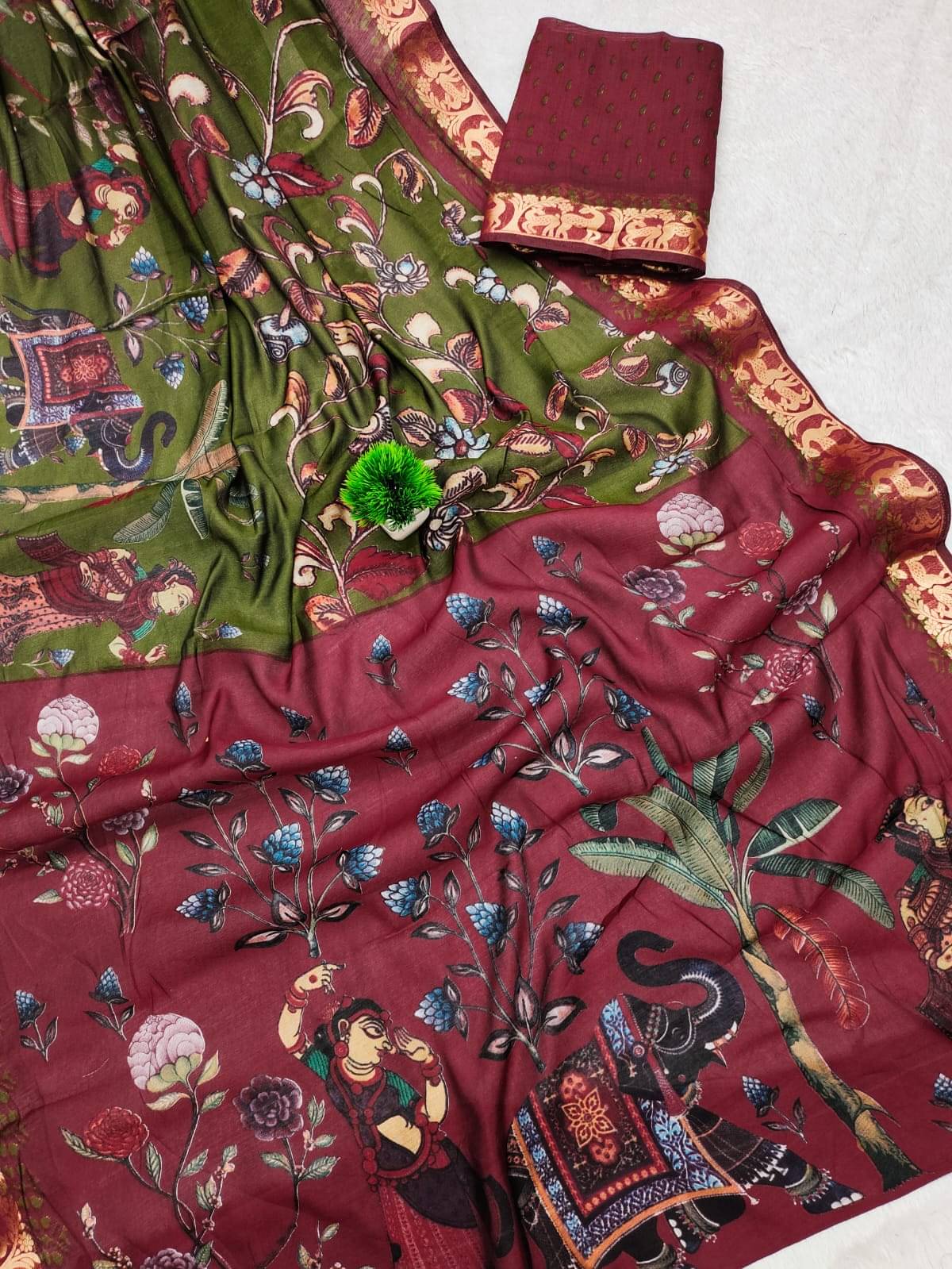 Sitanjali Viscose Printed Sambalpuri Saree With Unstitched Blouse Piece ( Green )     			Sitanjali Viscose Printed Sambalpuri Saree With Unstitched Blouse Piece ( Green )