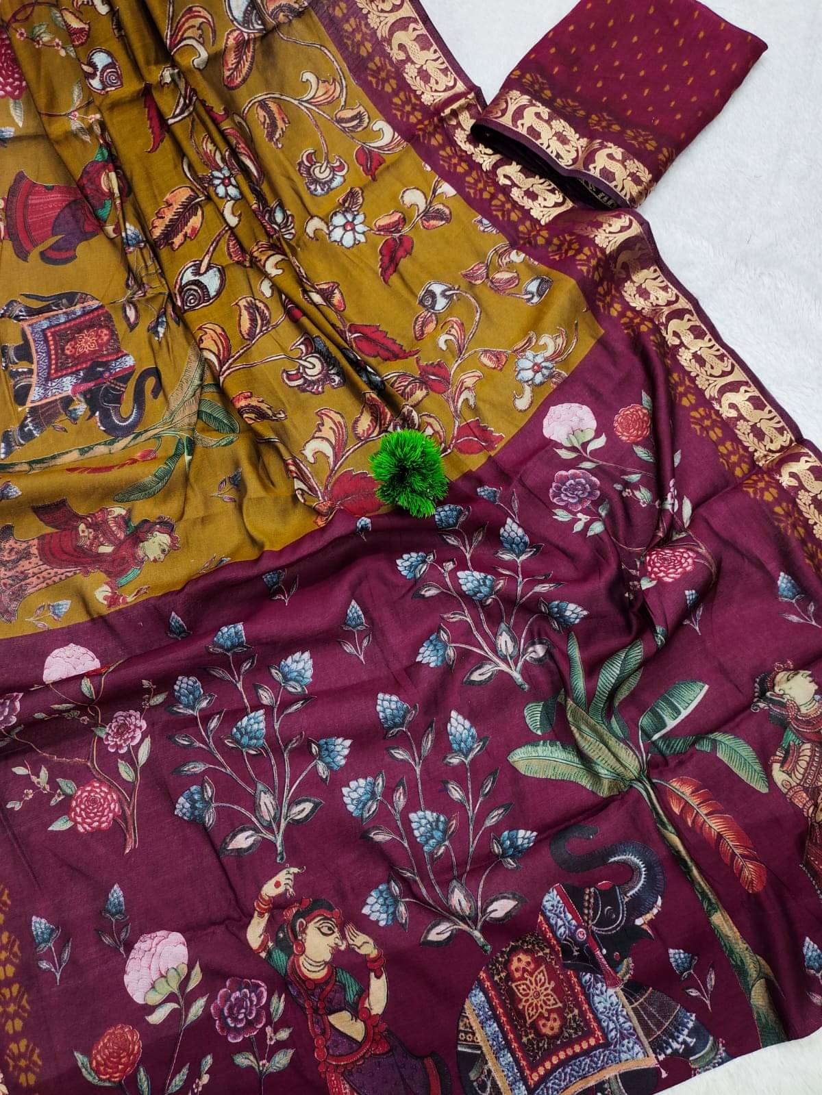     			Sitanjali Viscose Printed Sambalpuri Saree With Unstitched Blouse Piece ( Mustard )