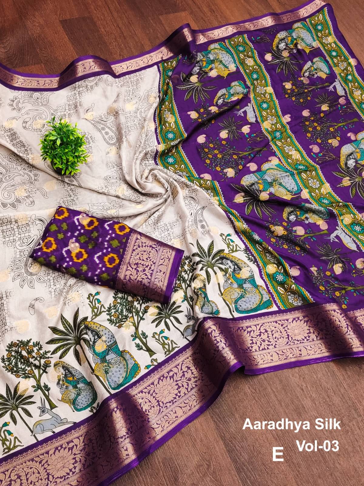     			Sitanjali Viscose Printed Sambalpuri Saree With Unstitched Blouse Piece ( Purple )