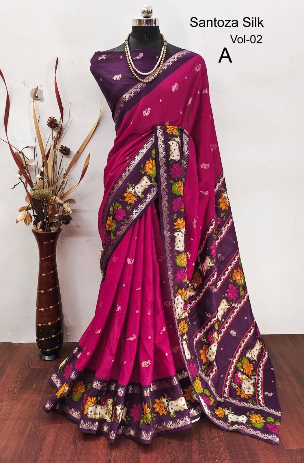     			Sitanjali Viscose Printed Sambalpuri Saree With Unstitched Blouse Piece ( Pink )