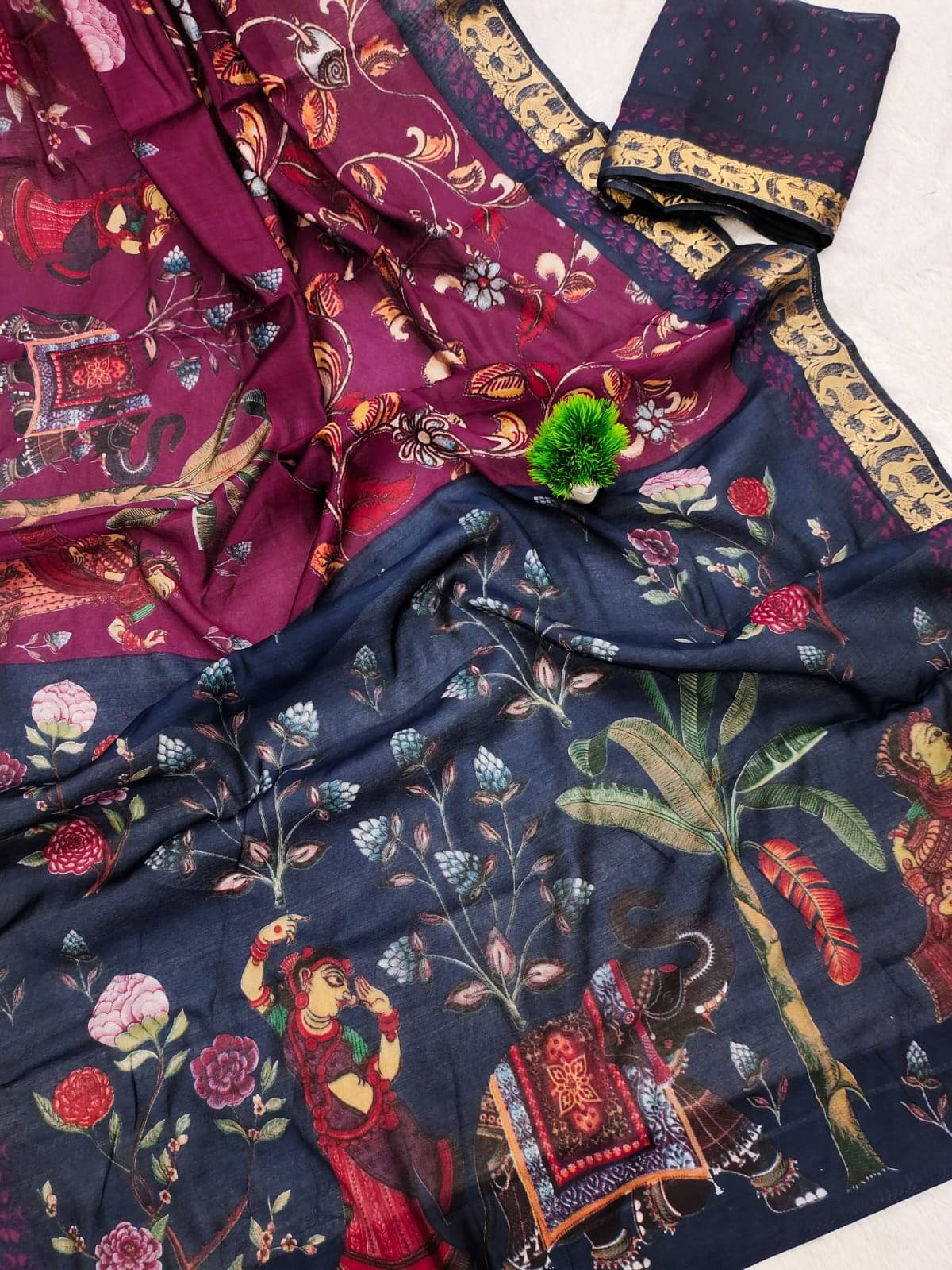     			Sitanjali Viscose Printed Sambalpuri Saree With Unstitched Blouse Piece ( Wine )