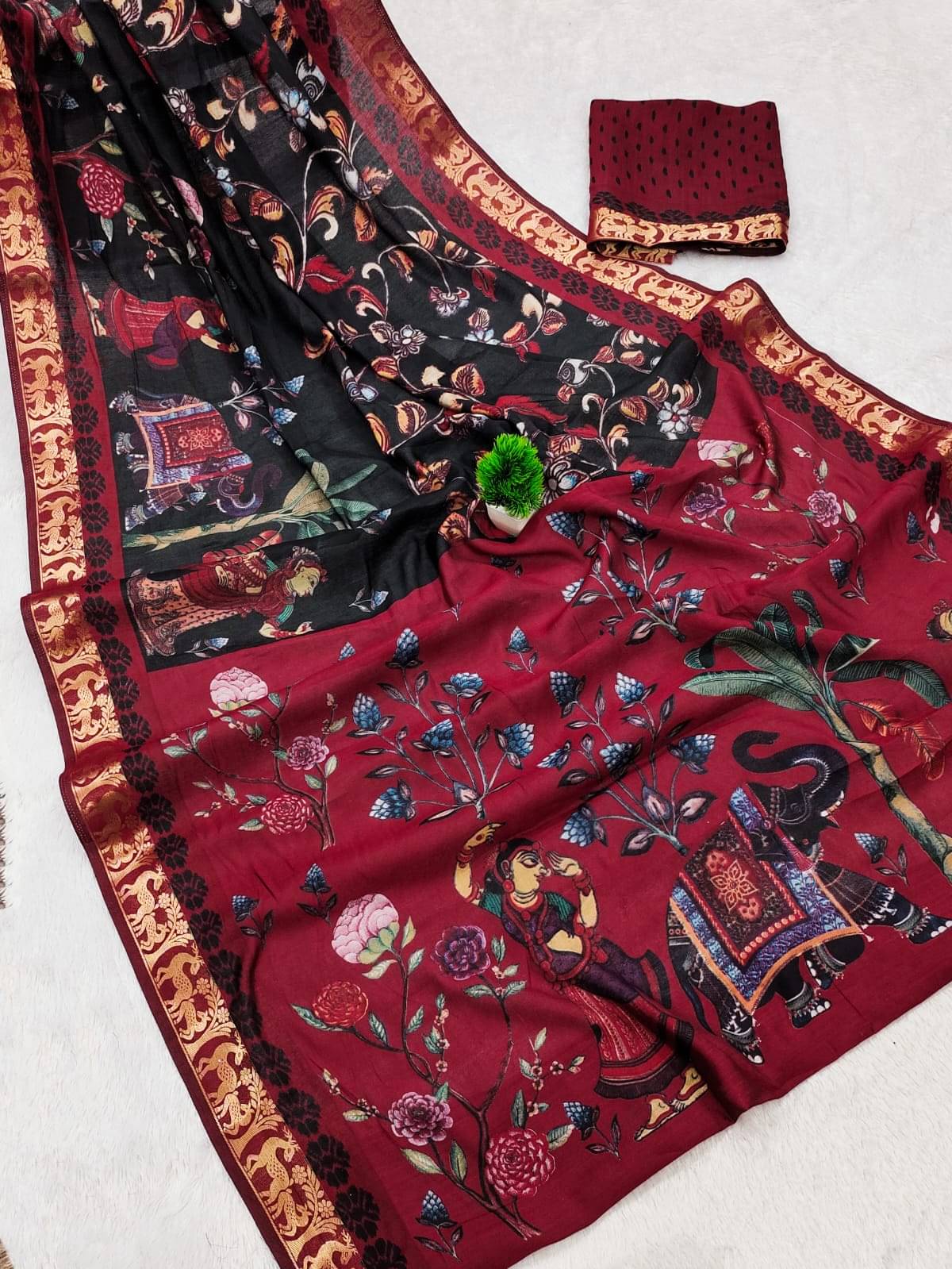 Sitanjali Viscose Printed Sambalpuri Saree With Unstitched Blouse Piece ( Black ) Sitanjali Viscose Printed Sambalpuri Saree With Unstitched Blouse Piece ( Black )