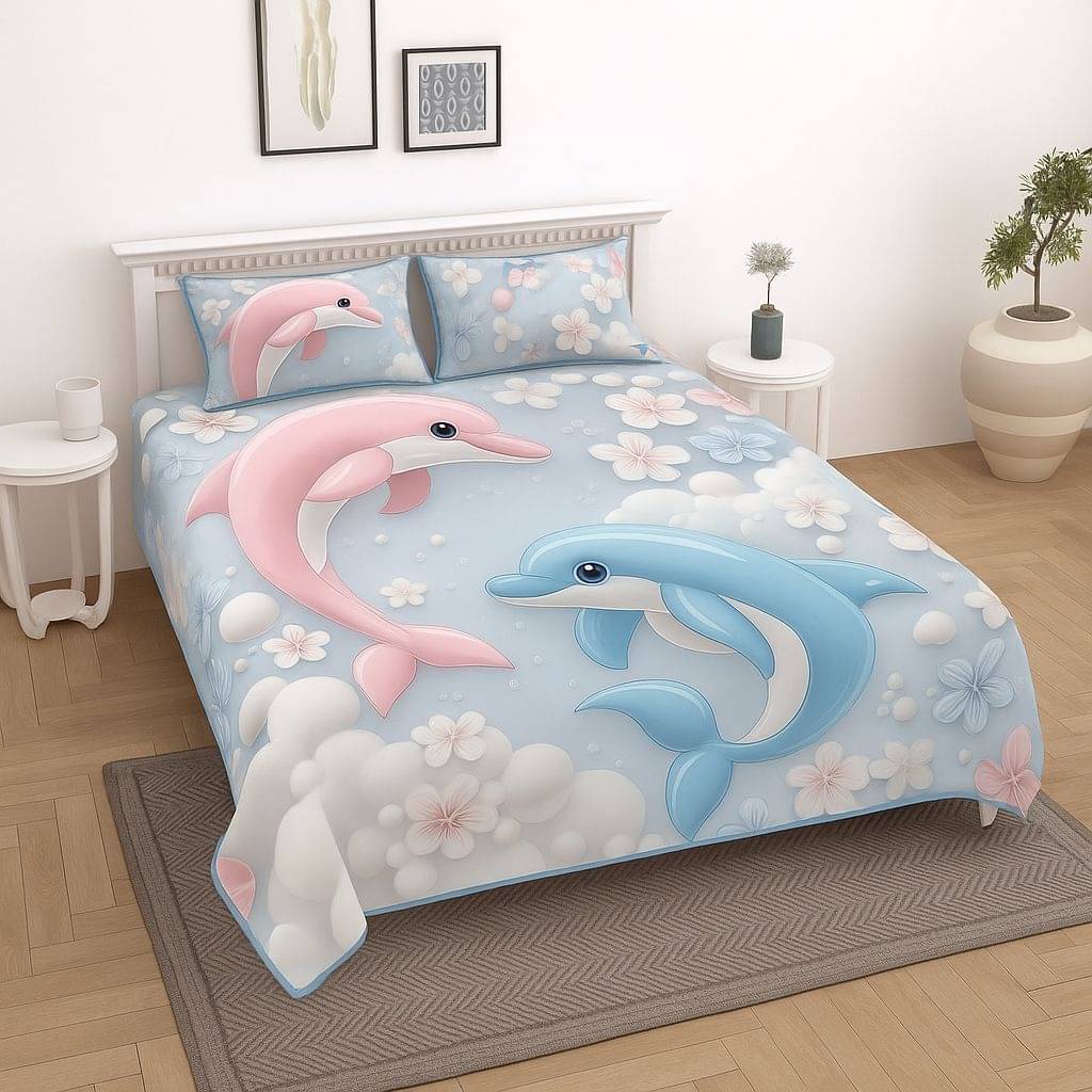 Sosha Home Decor Glace Cotton 1 Double Bedsheet with 2 Pillow Covers ( Light Blue )     			Sosha Home Decor Glace Cotton 1 Double Bedsheet with 2 Pillow Covers ( Light Blue )