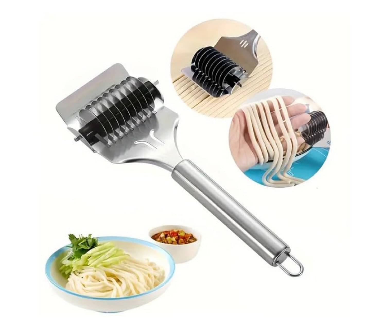 Stainless Steel Pasta Maker & Spaghetti Cutter - Fettuccine, Noodle, Lattice Roller, Dough Docker for Kitchen Cooking Stainless Steel Pasta Maker & Spaghetti Cutter - Fettuccine, Noodle, Lattice Roller, Dough Docker for Kitchen Cooking