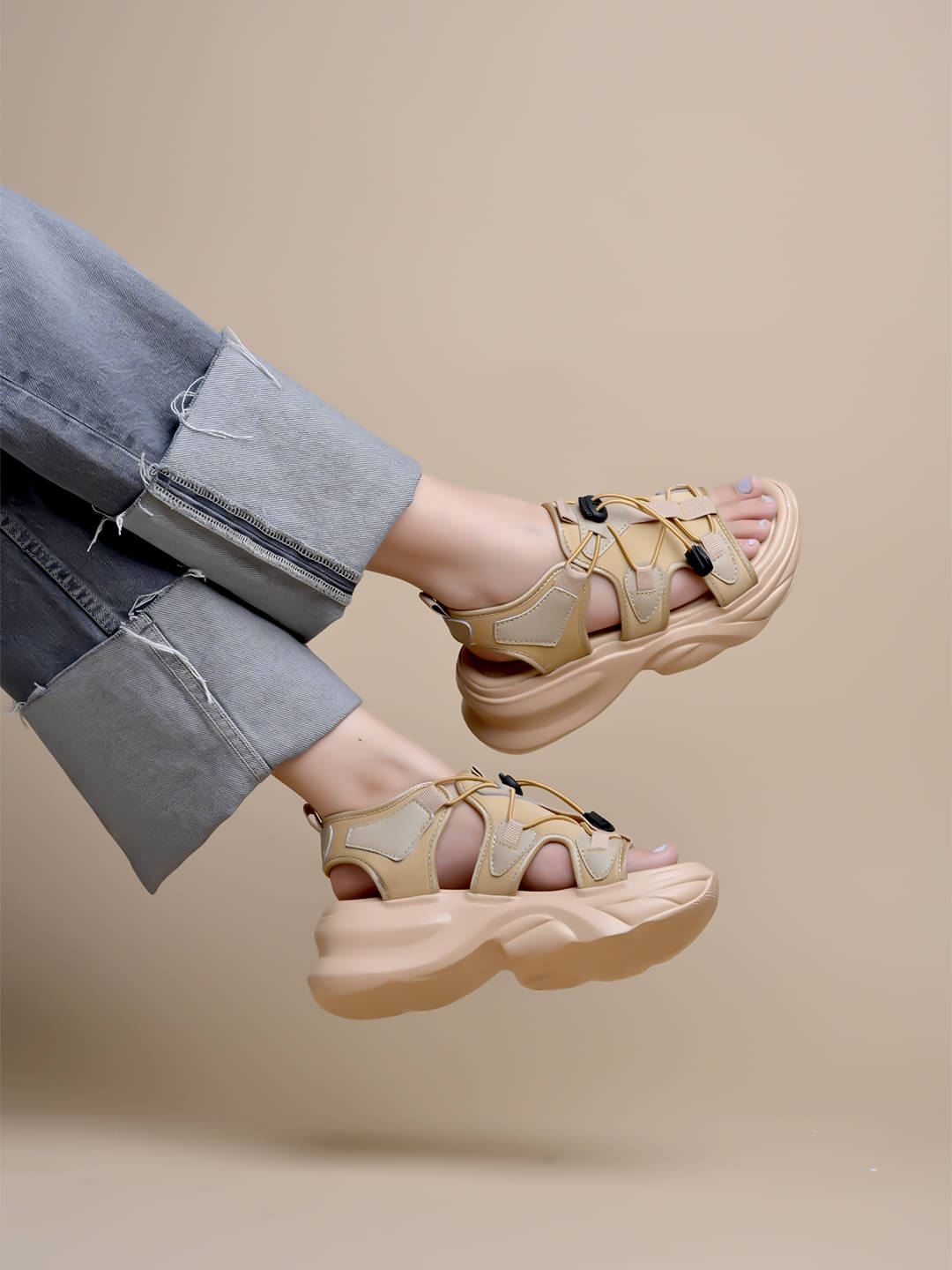     			Stylestry Beige Women's Sandal Heels