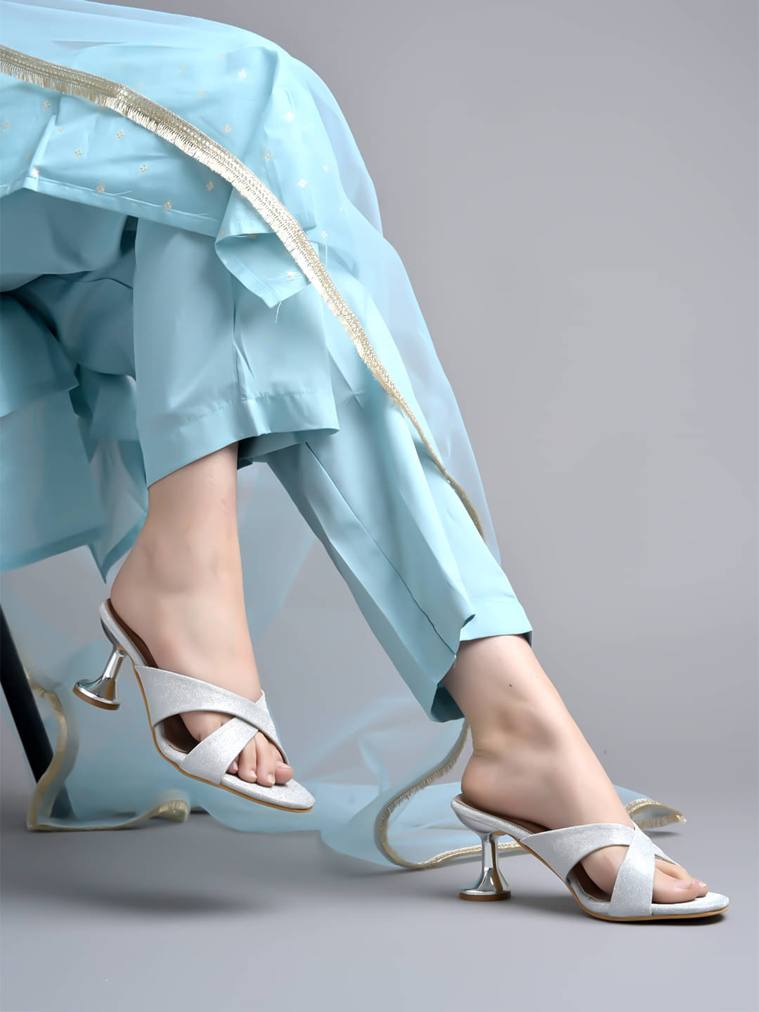     			Stylestry Silver Women's Sandal Heels