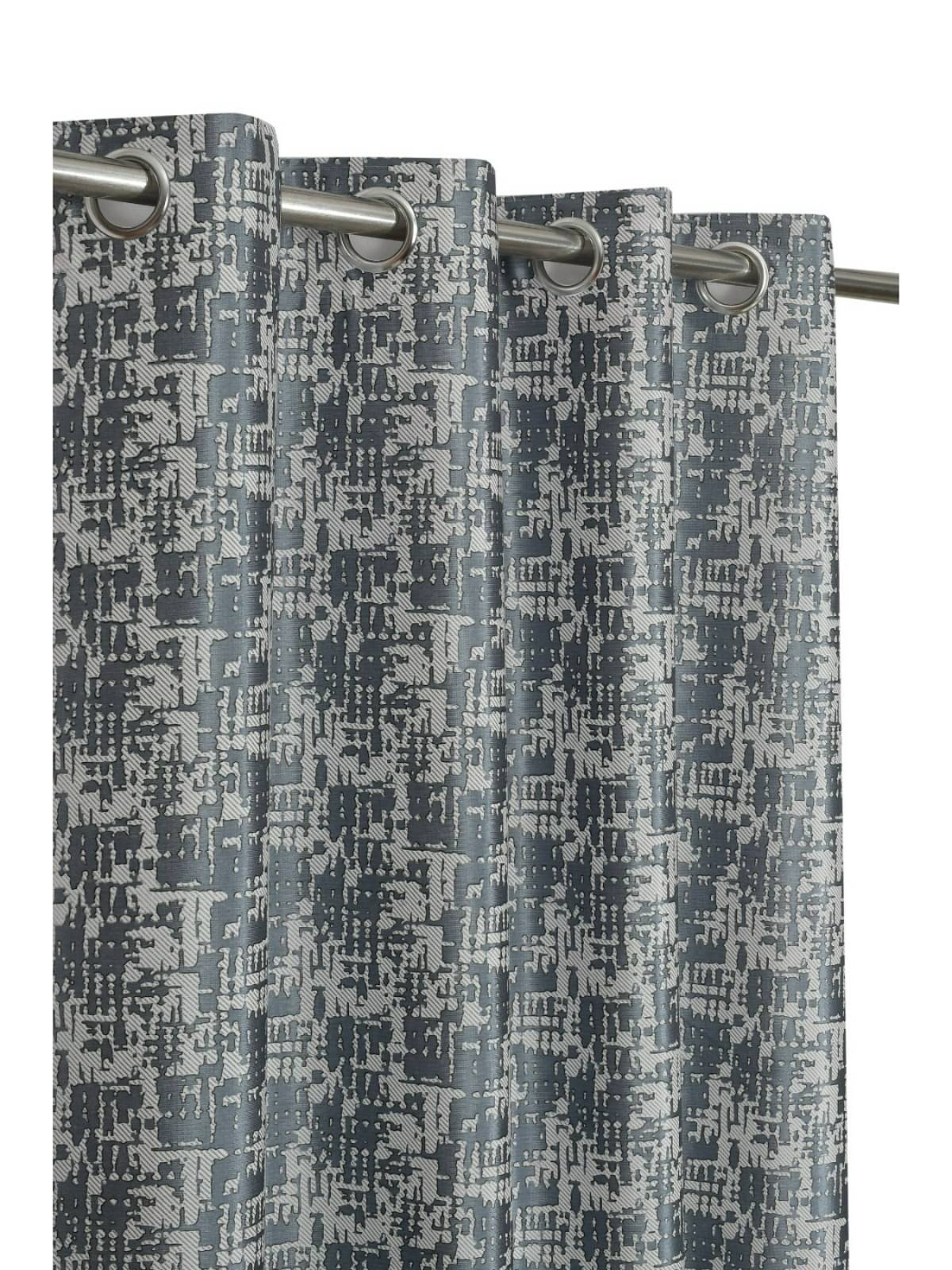 UrbanArts Abstract Printed Room Darkening Eyelet Curtain 7 ft ( Pack of 1 ) - Aqua UrbanArts Abstract Printed Room Darkening Eyelet Curtain 7 ft ( Pack of 1 ) - Aqua