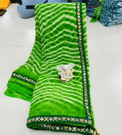     			VAANISRI Georgette Printed Regular Saree With Unstitched Blouse Piece ( Green )
