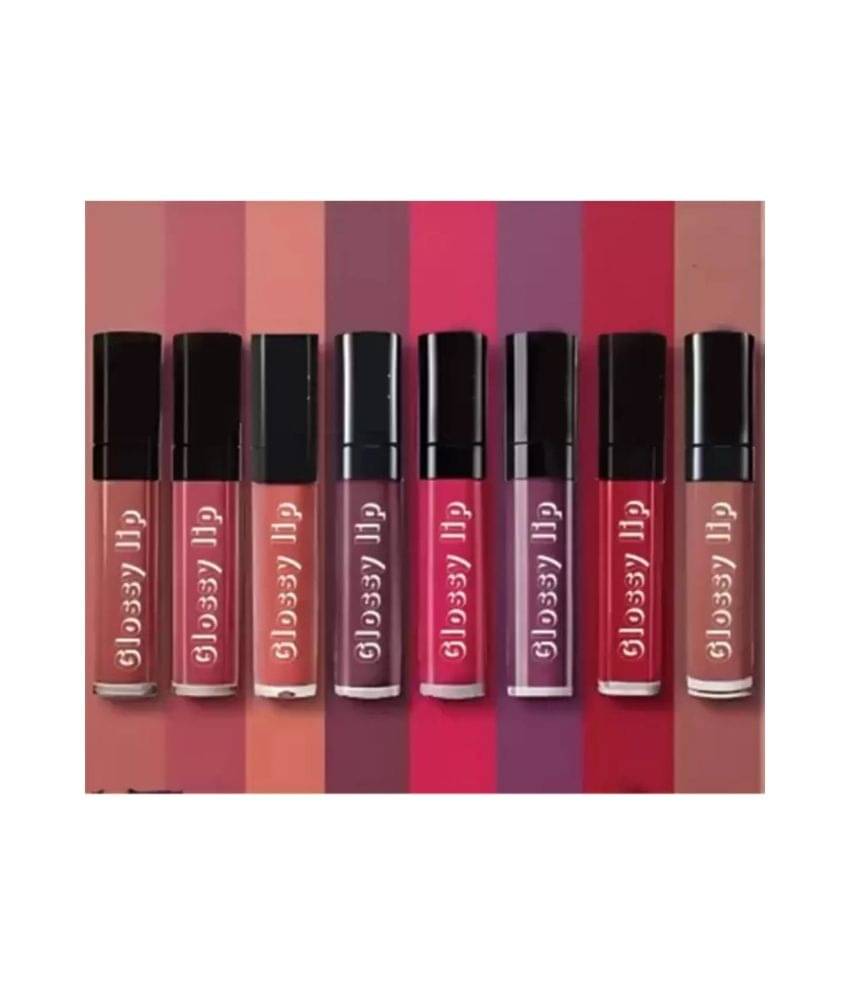     			VAGONS Multi Glossy Long Lasting Liquid Lipstick ( Pack of 8 )