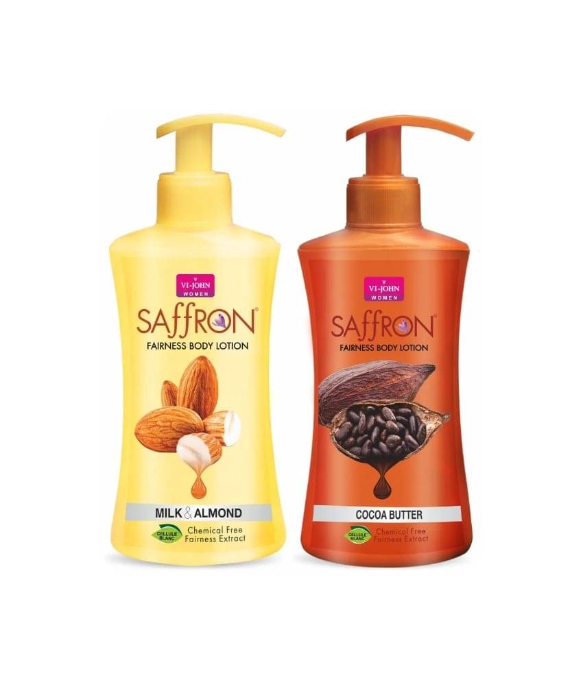     			VI-JOHN Saffron Fairness Body Lotion Milk Almond & Cocoa Butter 250ml Each (500ml)- Pack of 2
