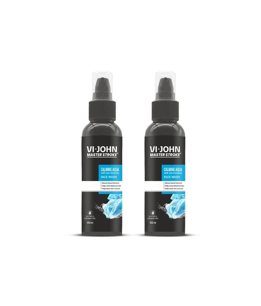     			Vi-John Master Stroke Calming Aqua Face Wash Deep Hydration And Clearer Skin For All Skin Type, 100ml (Pack of 2)
