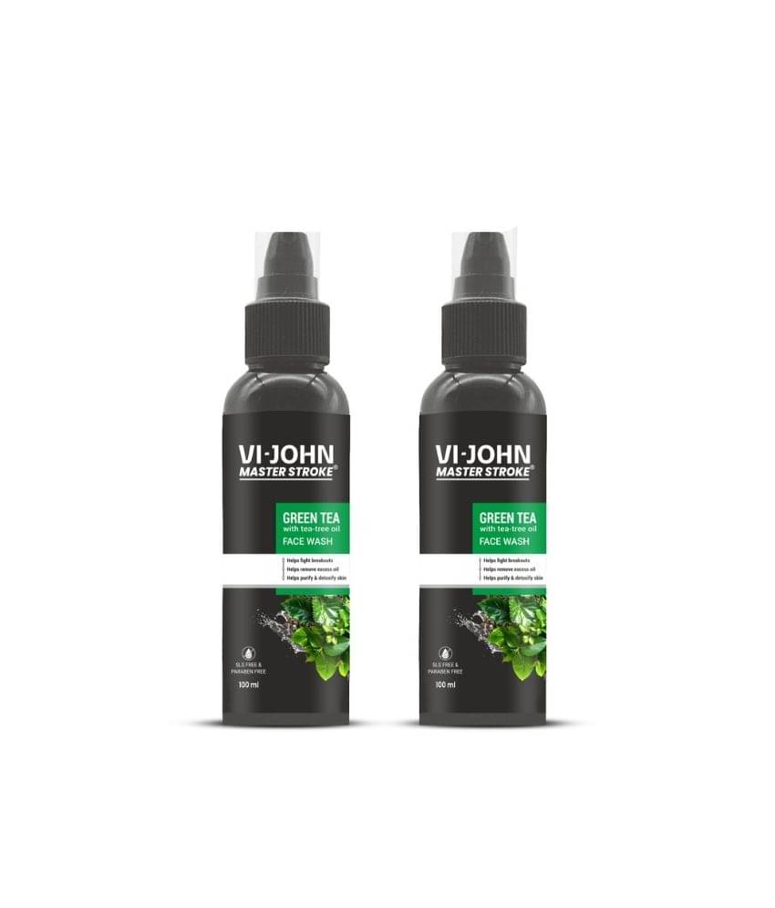 Vi-John Master Stroke Green Tea Face Wash Brightening Skin And Improving Texture For All Skin Type, 100ml (Pack of 2) Vi-John Master Stroke Green Tea Face Wash Brightening Skin And Improving Texture For All Skin Type, 100ml (Pack of 2)