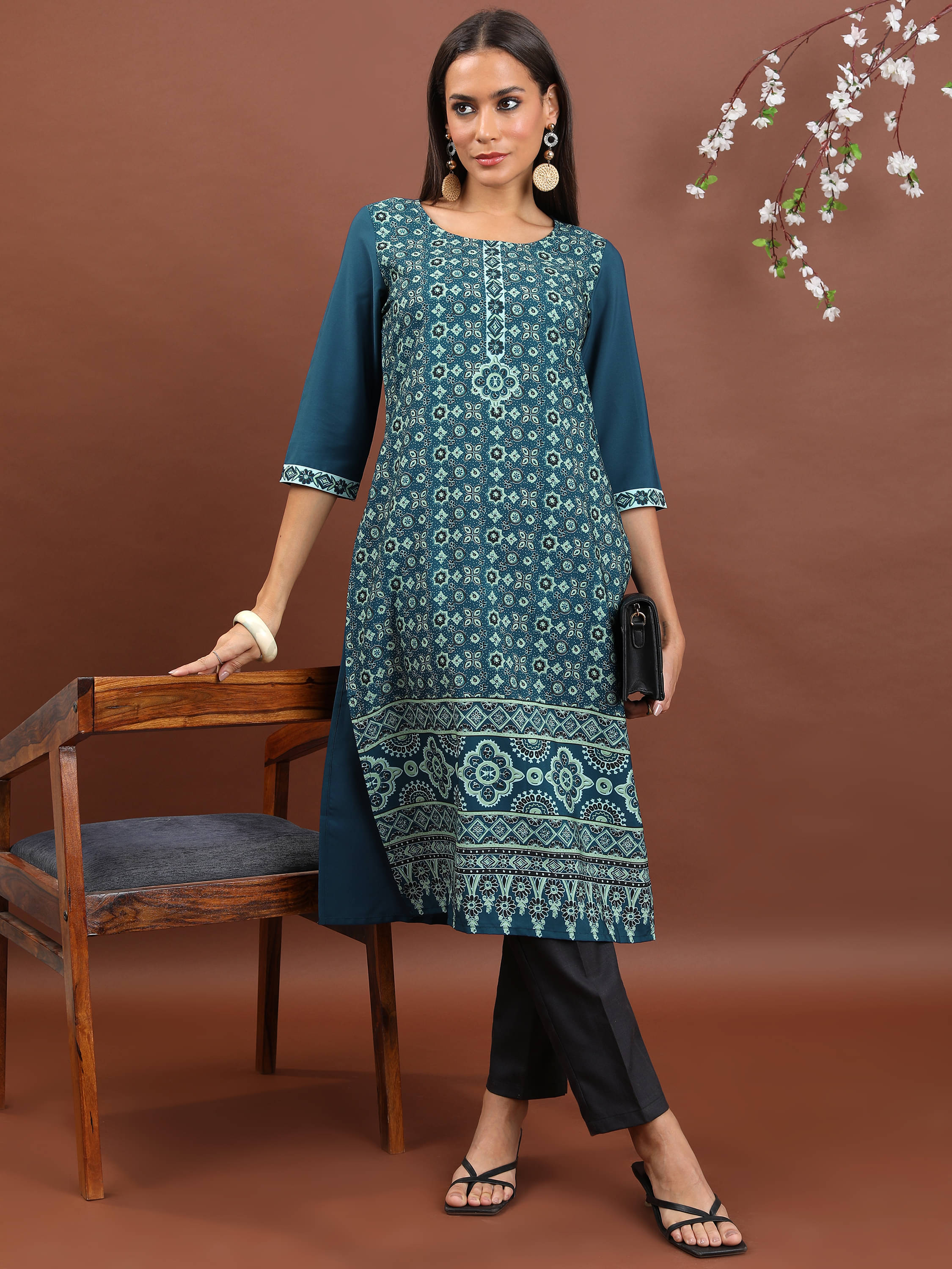 Vishudh Women Polyester Printed Straight Kurti ( Dark Green ) Vishudh Women Polyester Printed Straight Kurti ( Dark Green )