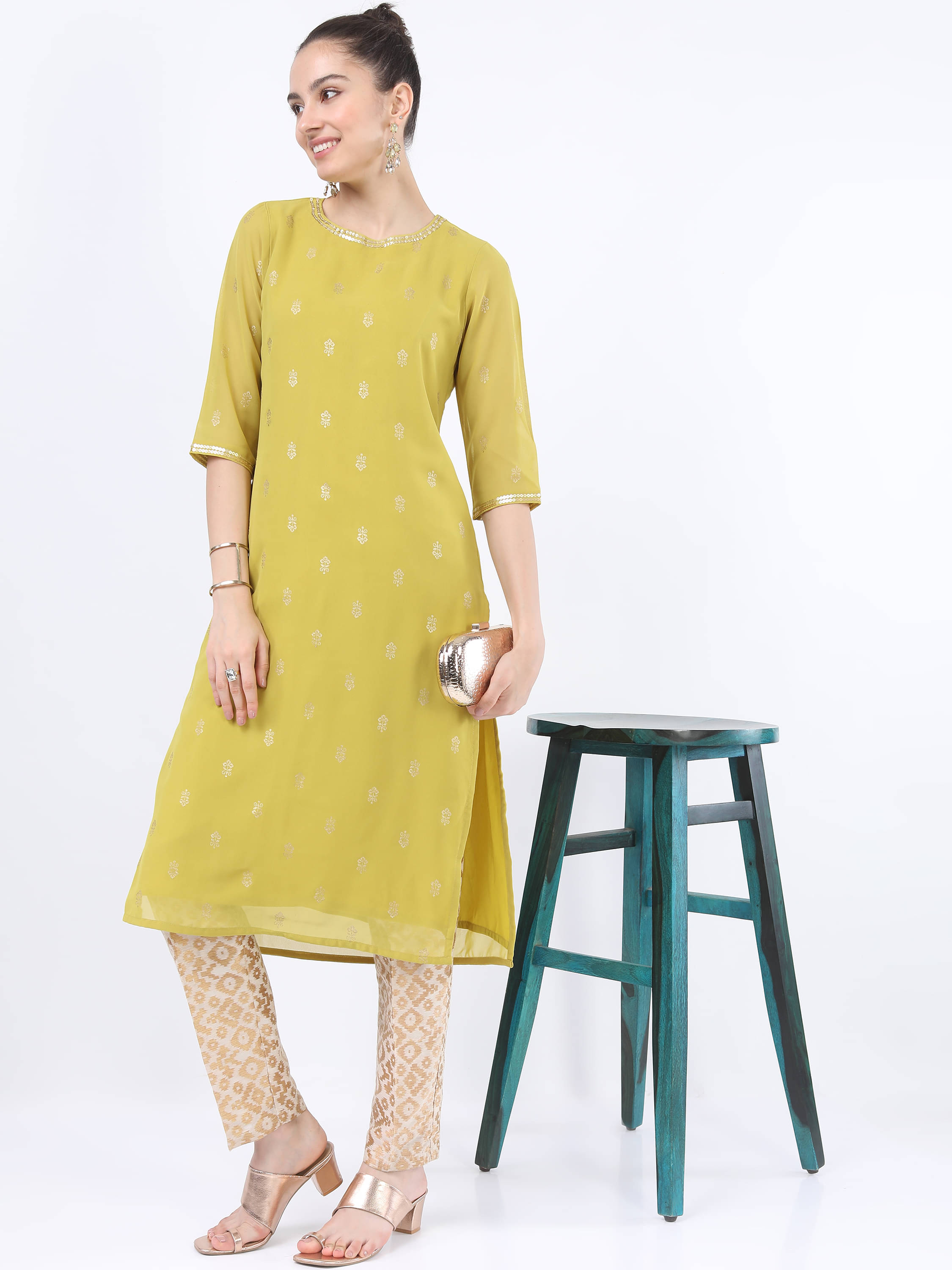 Vishudh Women Polyester Printed Straight Kurti ( Yellow ) Vishudh Women Polyester Printed Straight Kurti ( Yellow )