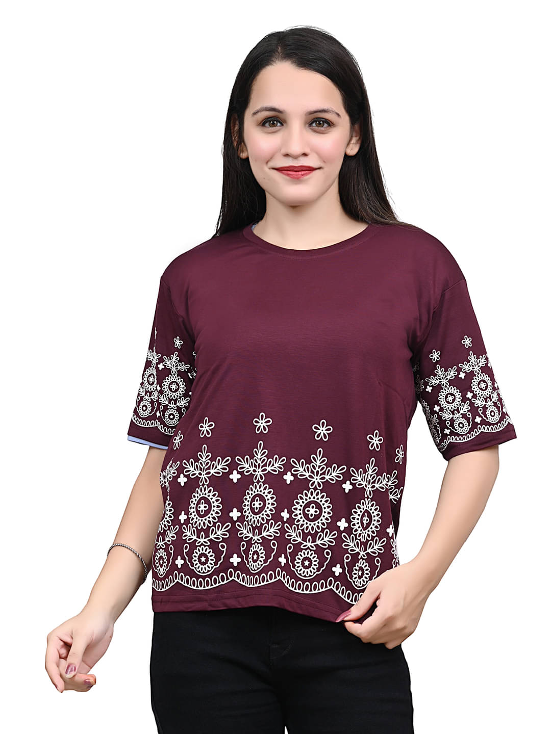     			Yunic29 Women's Cotton Regular Top ( Wine )