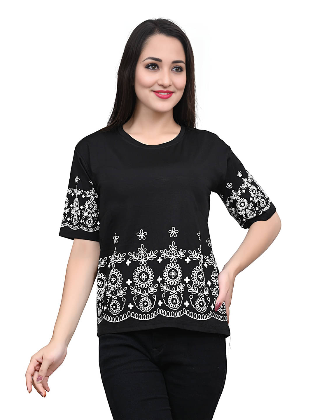 Yunic29 Women's Cotton Regular Top ( Black ) Yunic29 Women's Cotton Regular Top ( Black )