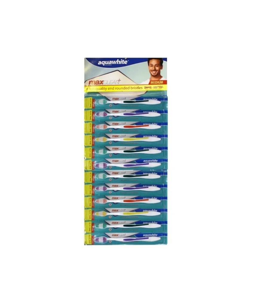     			aquawhite Max Clean Toothbrush Toothbrush Pack of 12