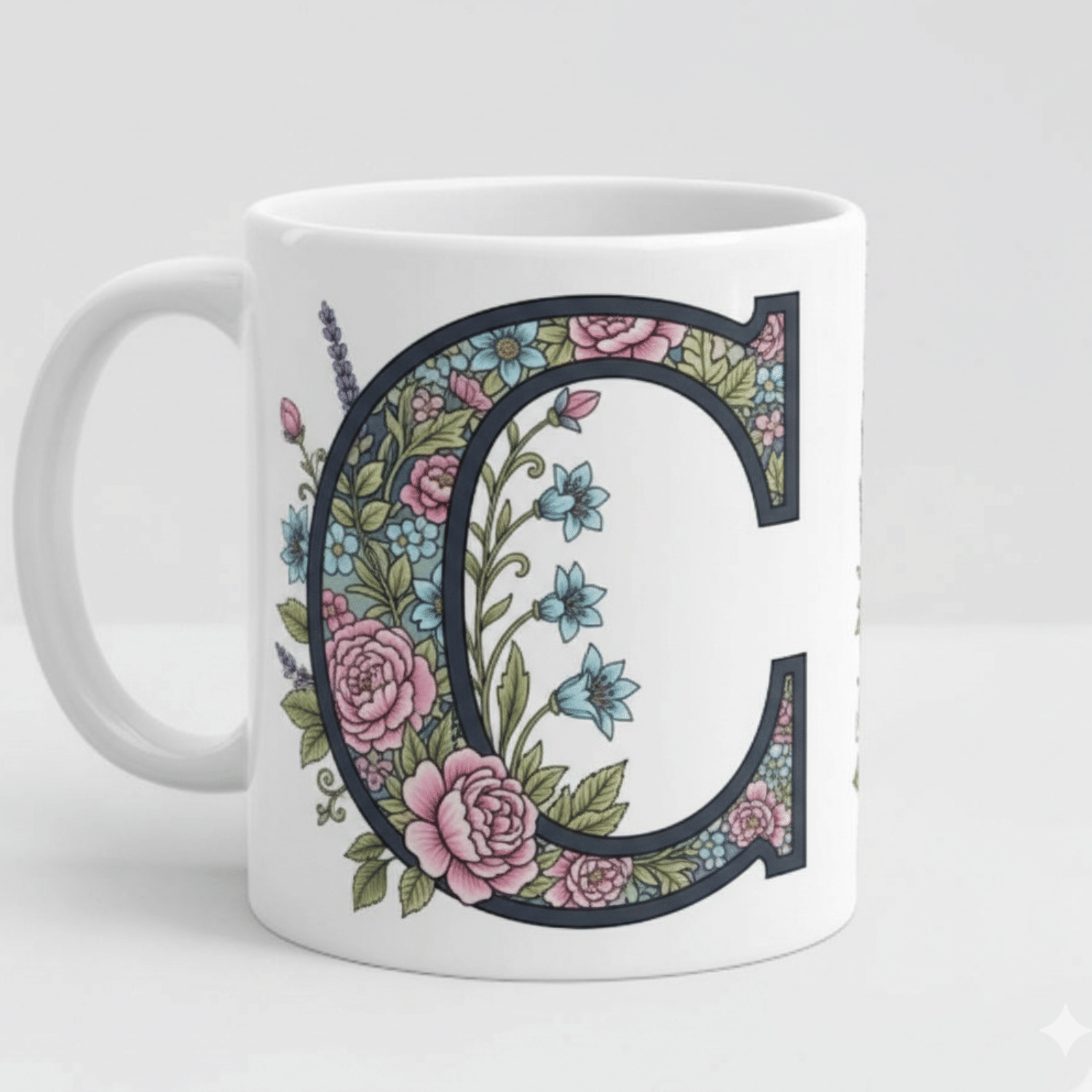     			maddock corp Alphabet Printed C Floral Ceramic Coffee Mug 350 mL ( Pack of 1 )