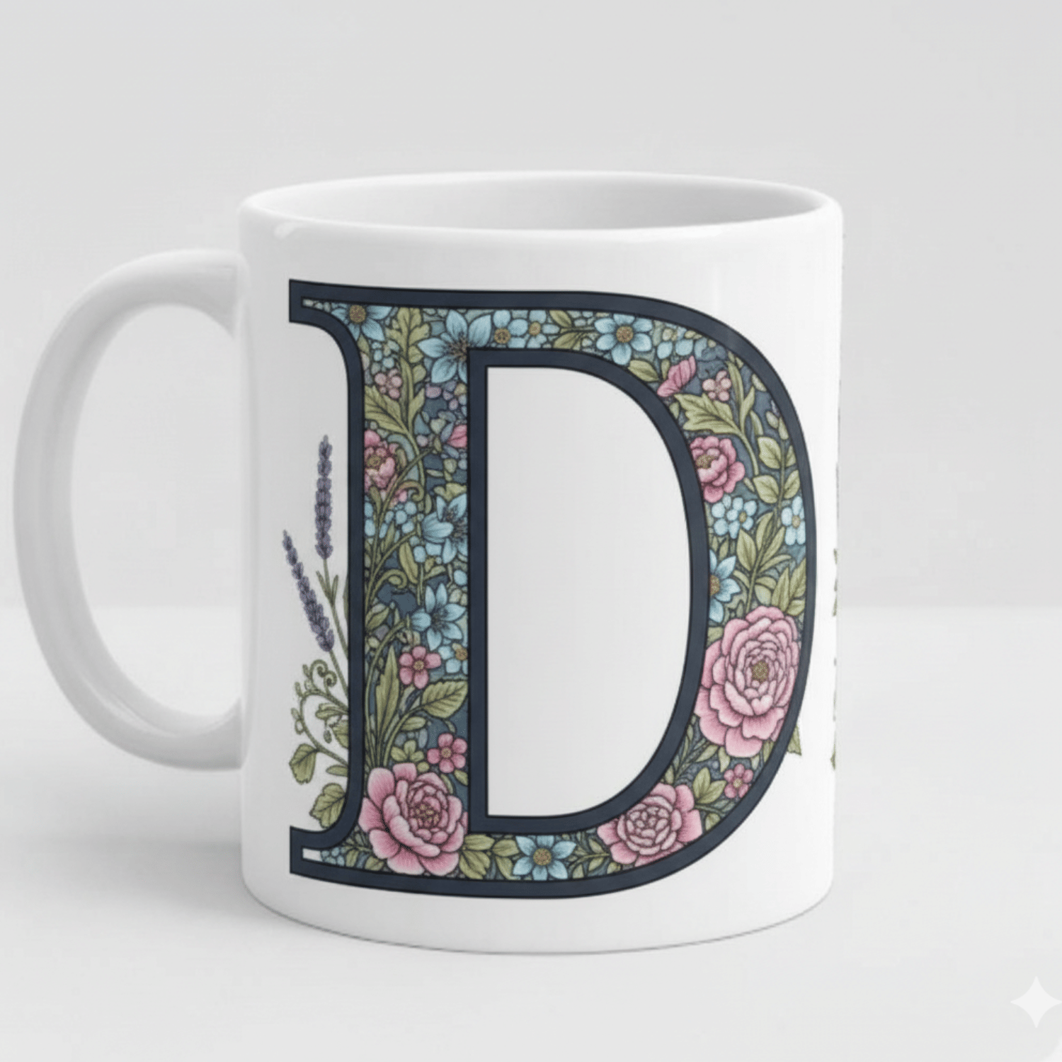     			maddock corp Alphabet Printed D Floral Ceramic Coffee Mug 350 mL ( Pack of 1 )