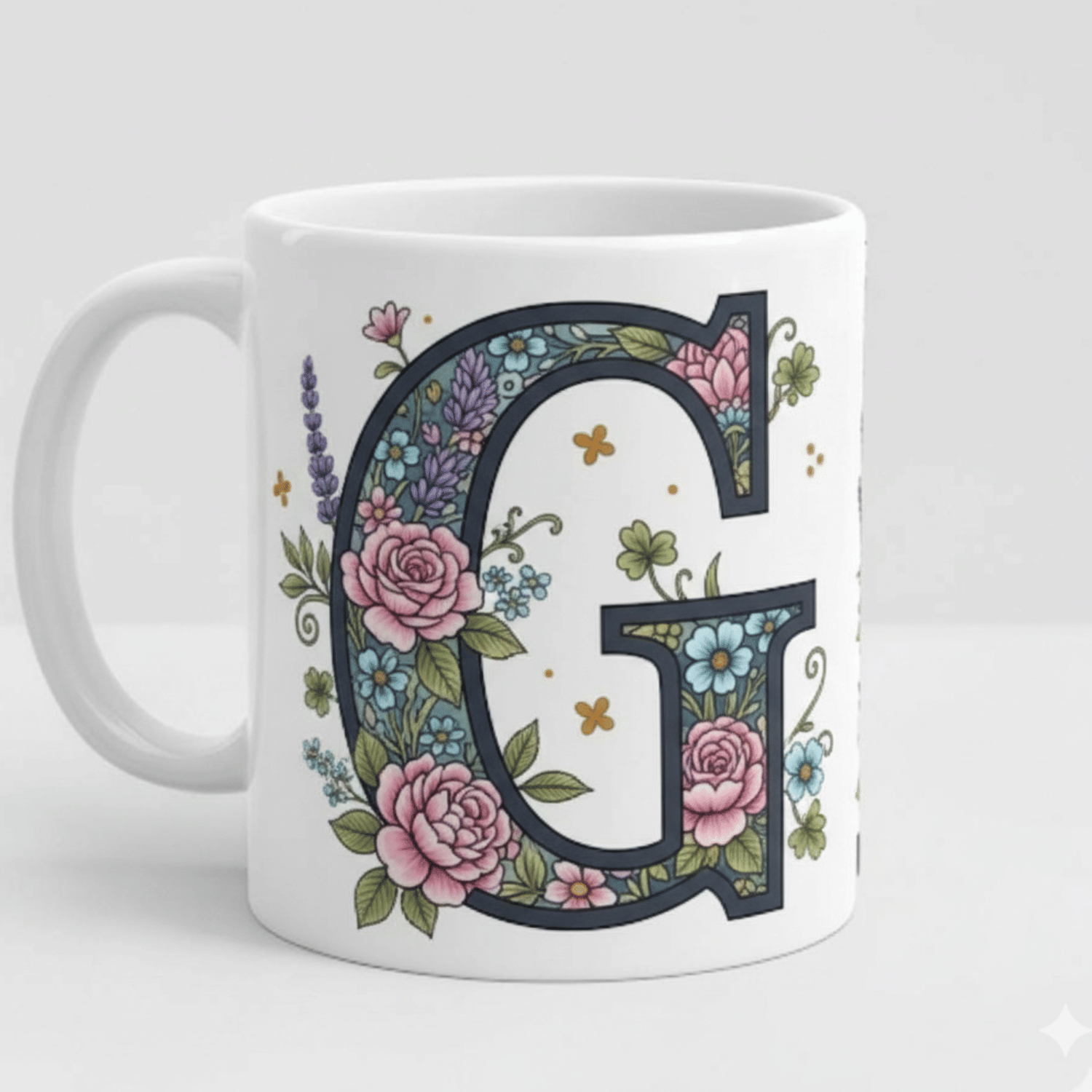     			maddock corp Alphabet Printed G Floral Ceramic Coffee Mug 350 mL ( Pack of 1 )
