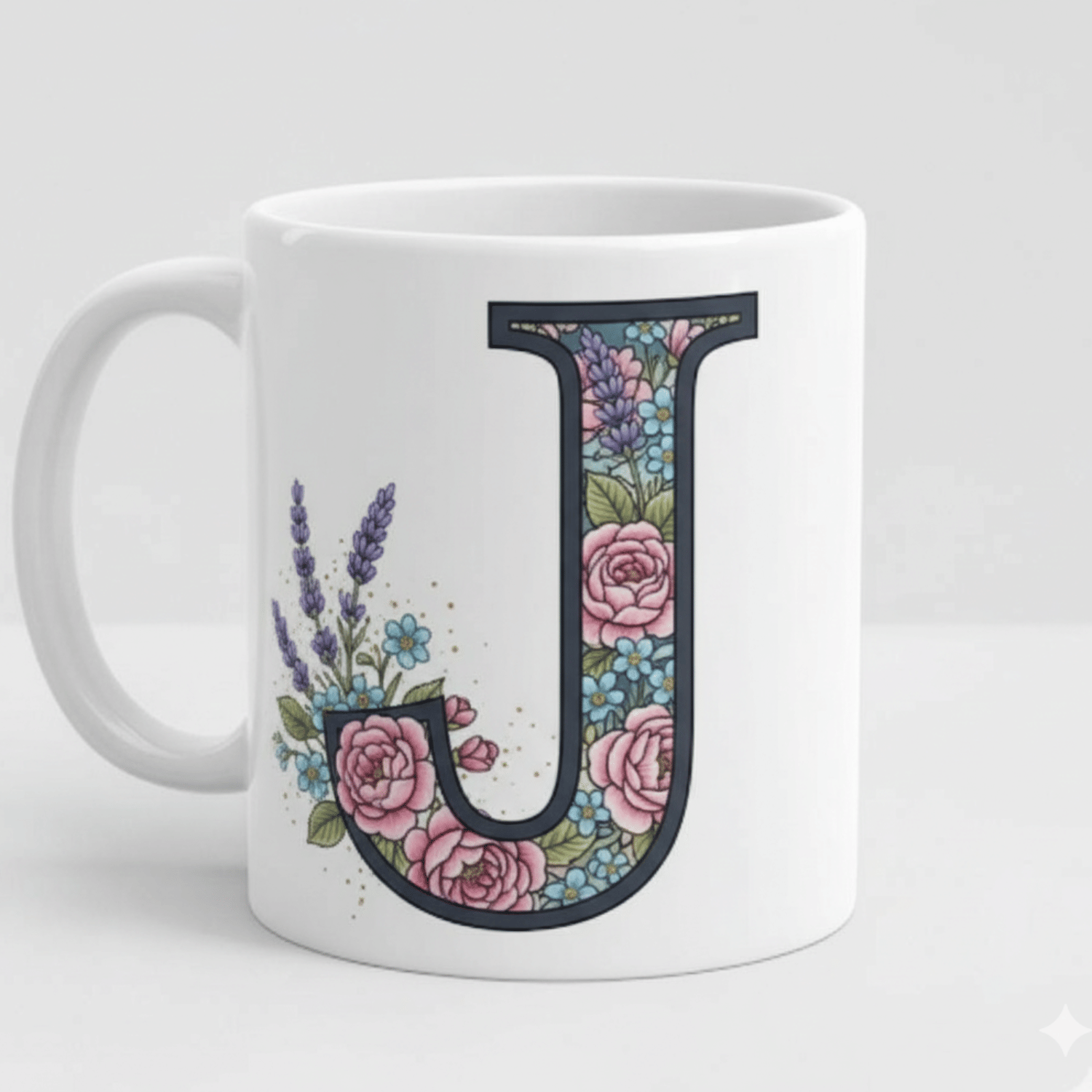     			maddock corp Alphabet Printed J Floral Ceramic Coffee Mug 350 mL ( Pack of 1 )