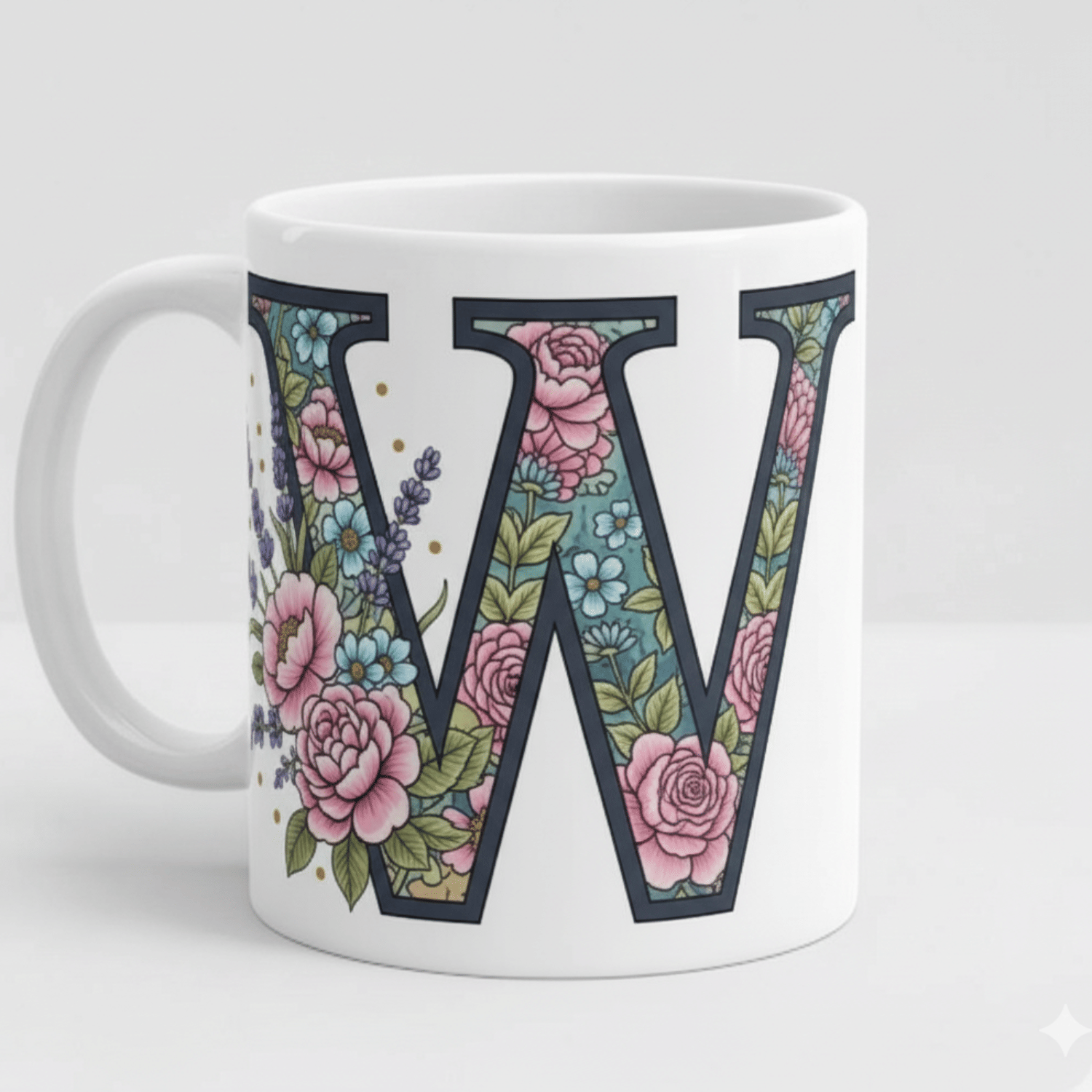 maddock corp Alphabet Printed W Floral Ceramic Coffee Mug 350 mL ( Pack of 1 ) maddock corp Alphabet Printed W Floral Ceramic Coffee Mug 350 mL ( Pack of 1 )
