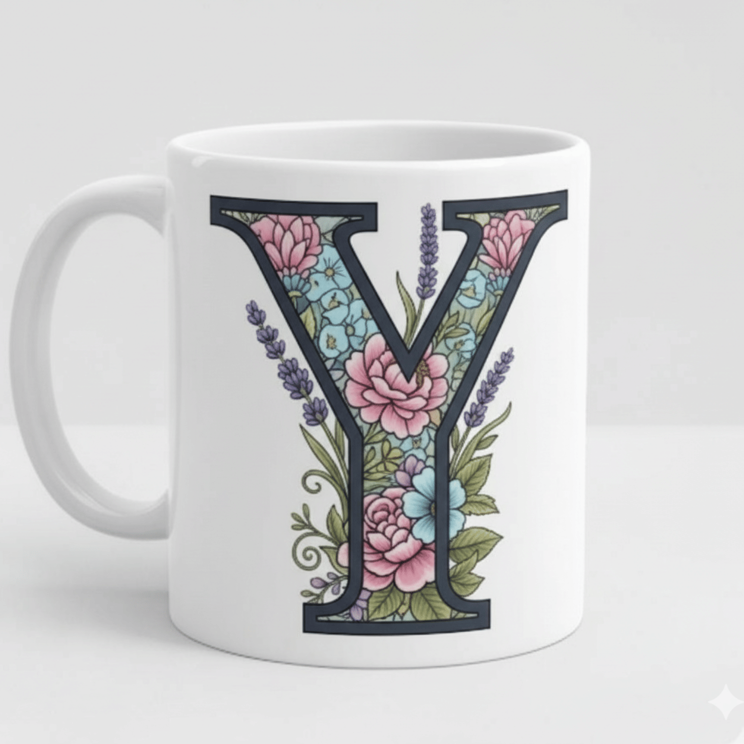     			maddock corp Alphabet Printed Y Floral Ceramic Coffee Mug 350 mL ( Pack of 1 )