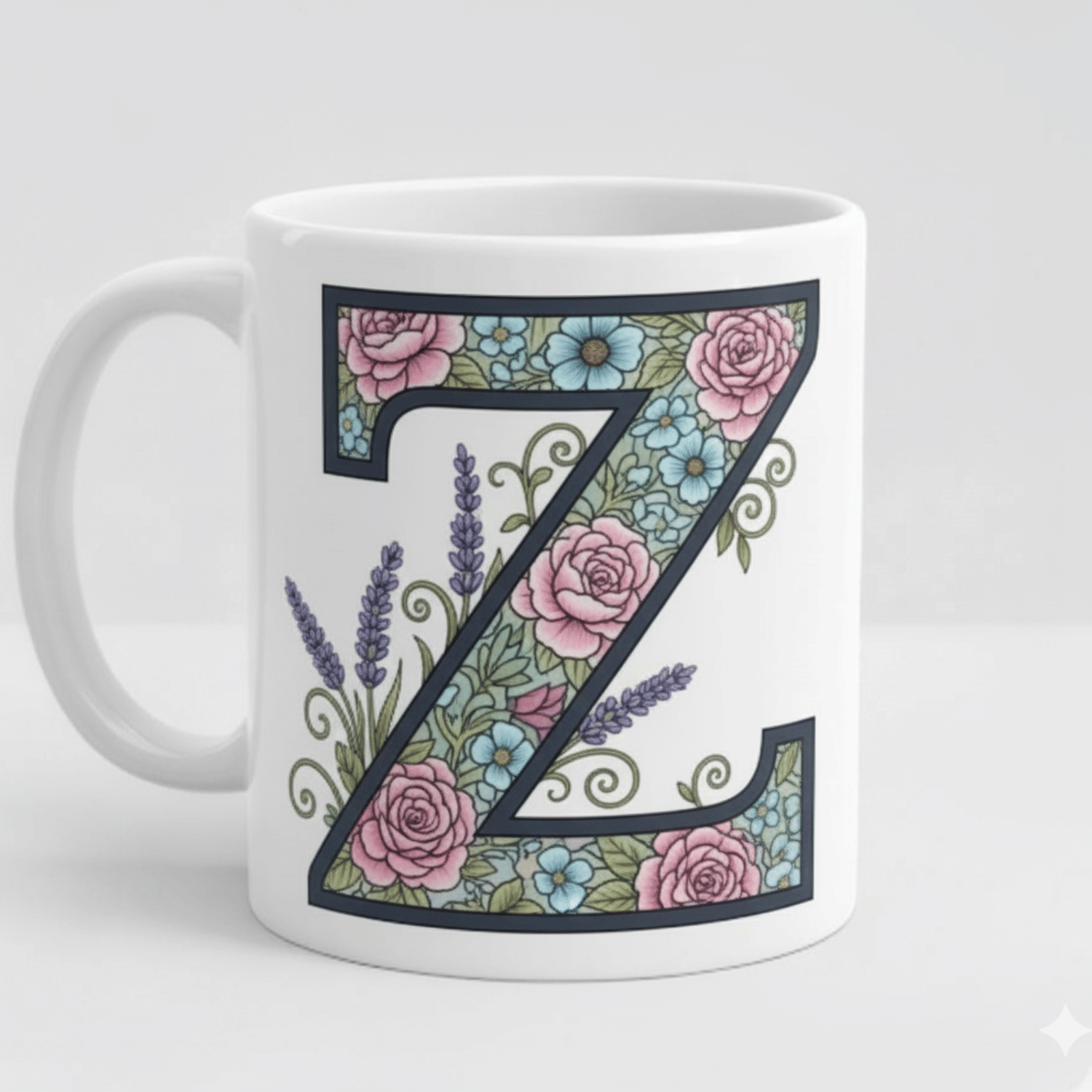     			maddock corp Alphabet Printed Z Floral Ceramic Coffee Mug 350 mL ( Pack of 1 )