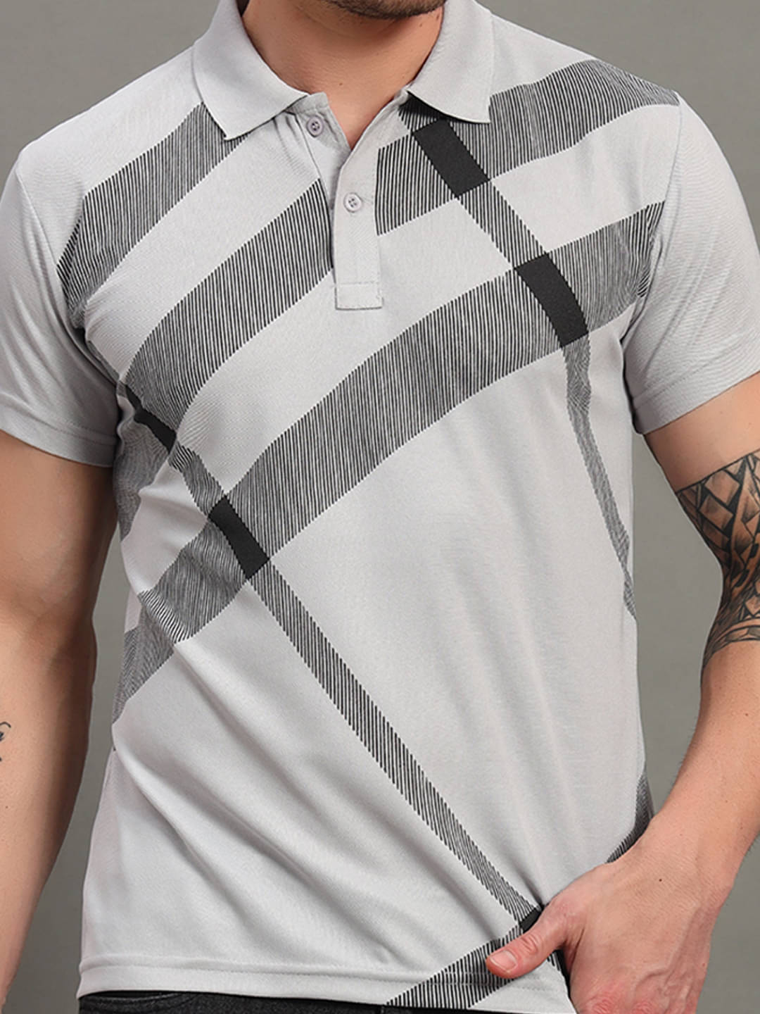 stelvin Men Cotton Blend Regular Fit Printed Polo T Shirt ( Grey ) stelvin Men Cotton Blend Regular Fit Printed Polo T Shirt ( Grey )