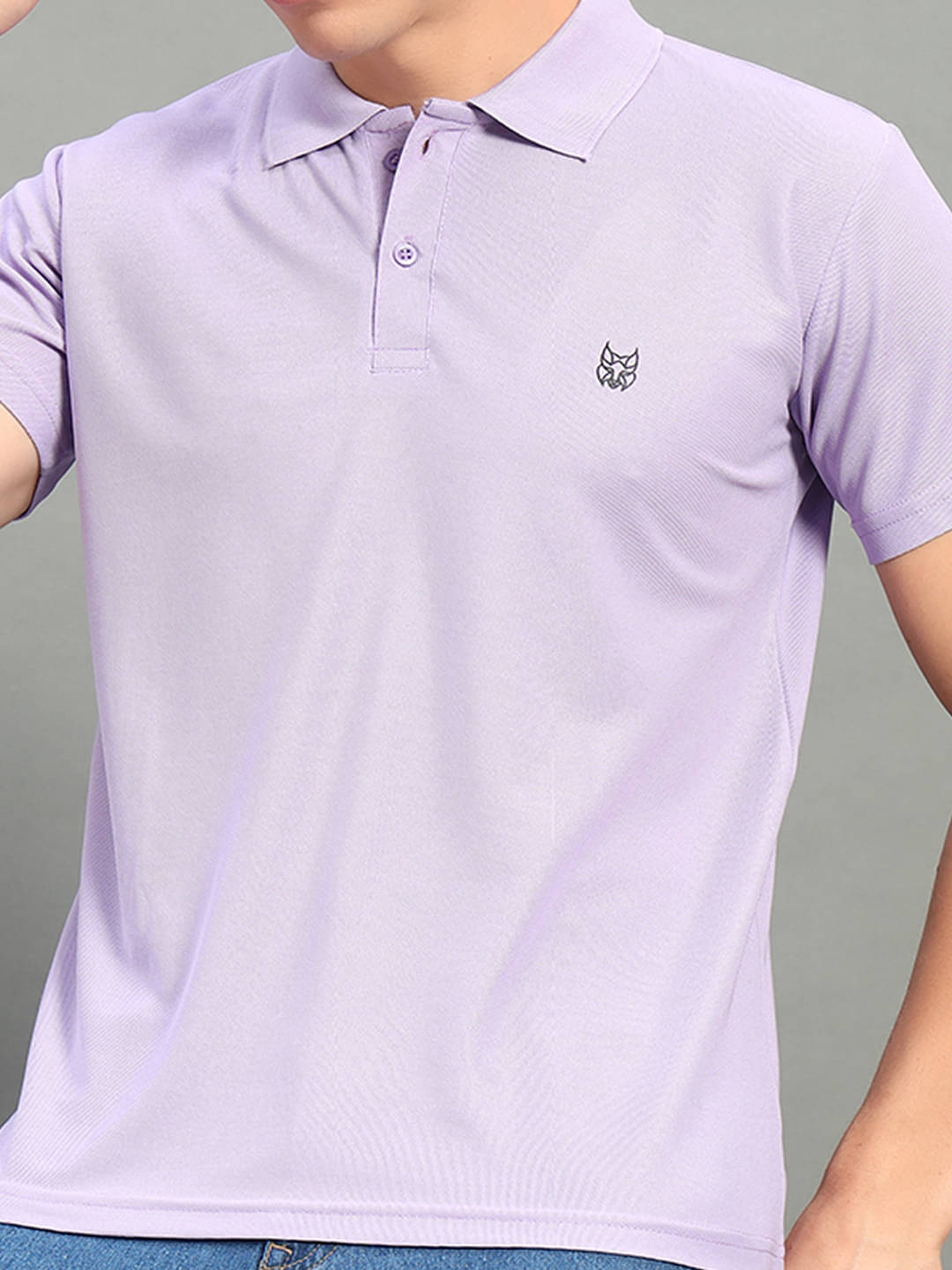 stelvin Men Cotton Blend Regular Fit Solid Polo T Shirt ( Lavender )     			stelvin Men Cotton Blend Regular Fit Solid Polo T Shirt ( Lavender )