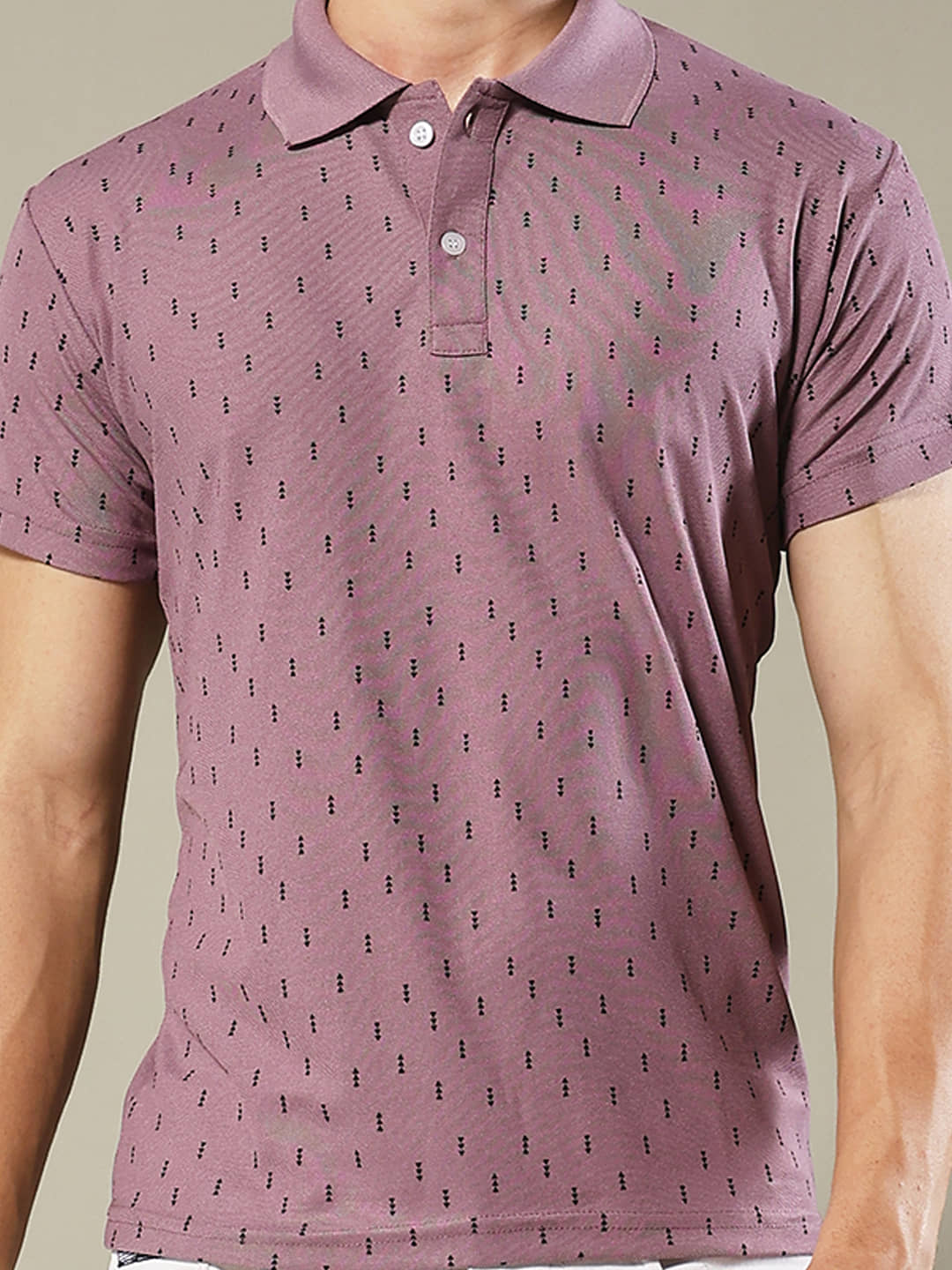 stelvin Men Cotton Blend Regular Fit Printed Polo T Shirt ( Peach )