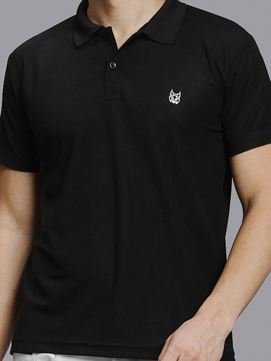 stelvin Men Cotton Blend Regular Fit Solid Polo T Shirt ( Black )     			stelvin Men Cotton Blend Regular Fit Solid Polo T Shirt ( Black )