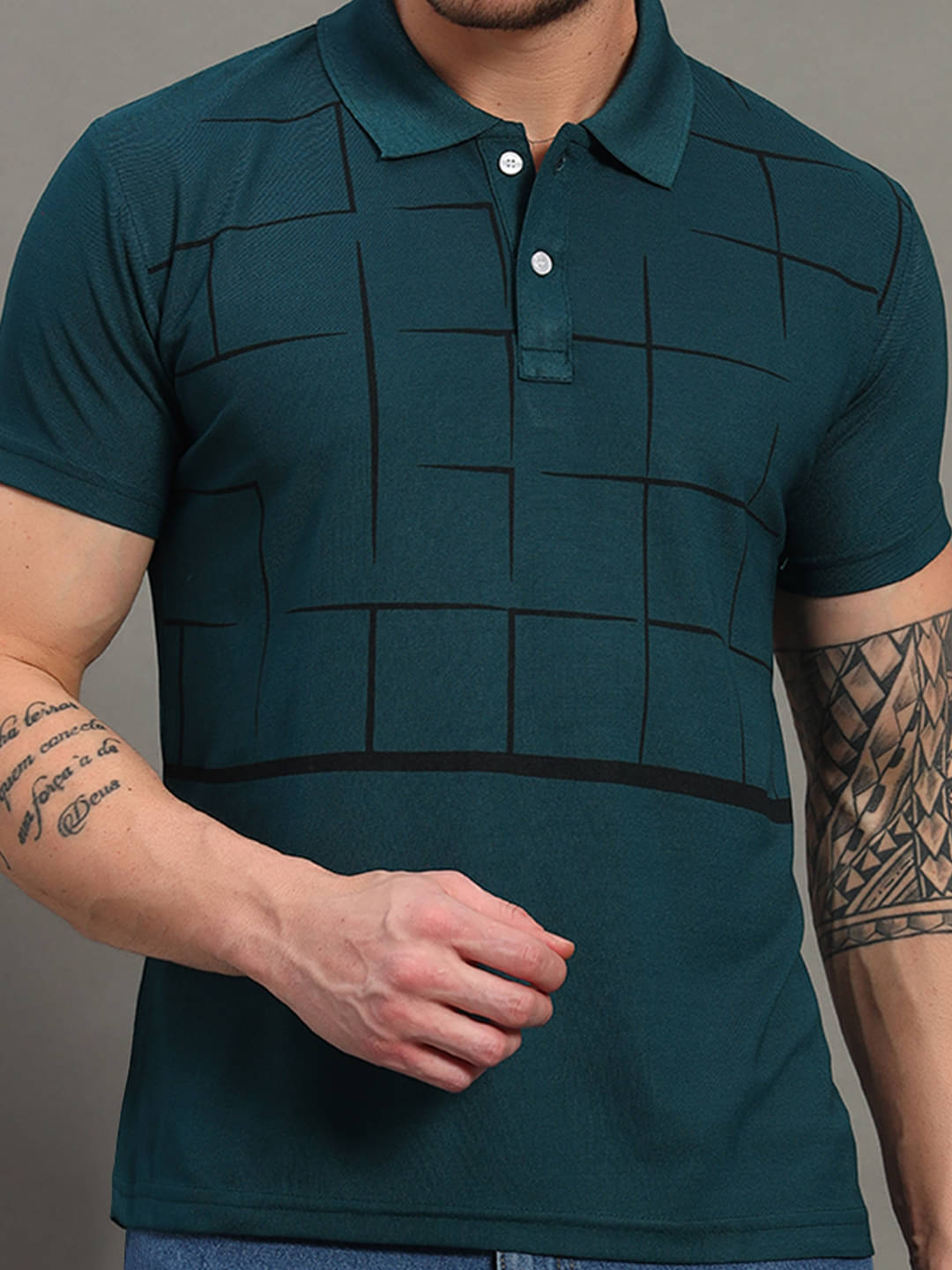     			stelvin Men Cotton Blend Regular Fit Printed Polo T Shirt ( Dark Green )