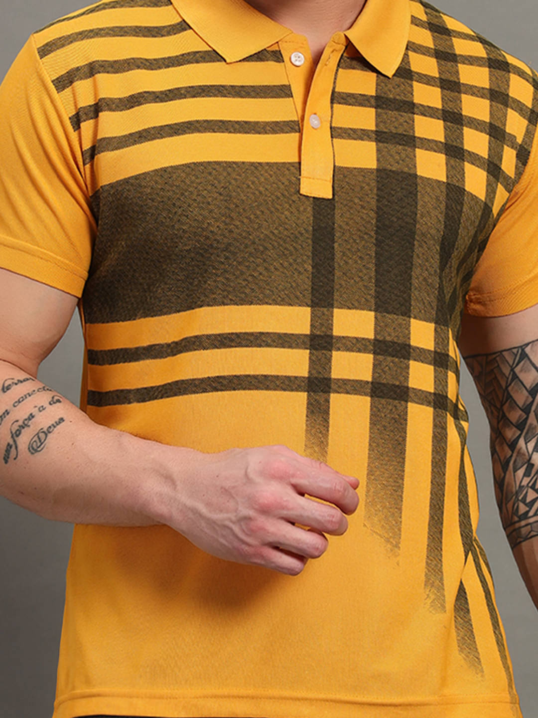 stelvin Men Cotton Blend Regular Fit Printed Polo T Shirt ( Mustard )     			stelvin Men Cotton Blend Regular Fit Printed Polo T Shirt ( Mustard )