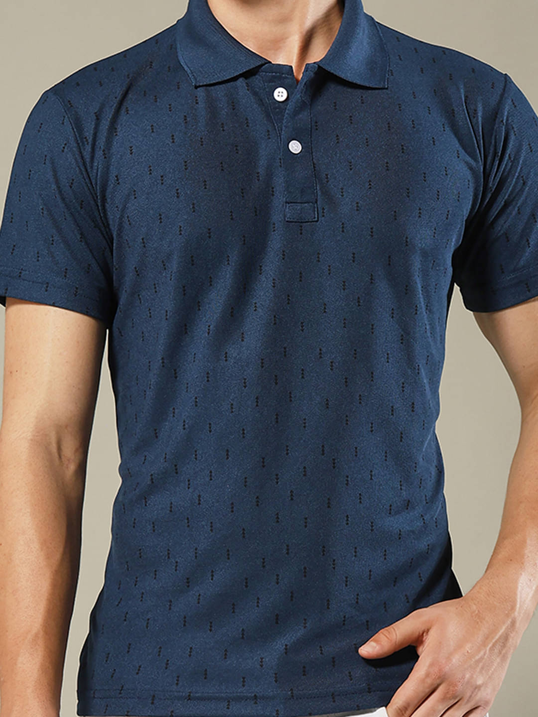     			stelvin Men Cotton Blend Regular Fit Printed Polo T Shirt ( Navy Blue )