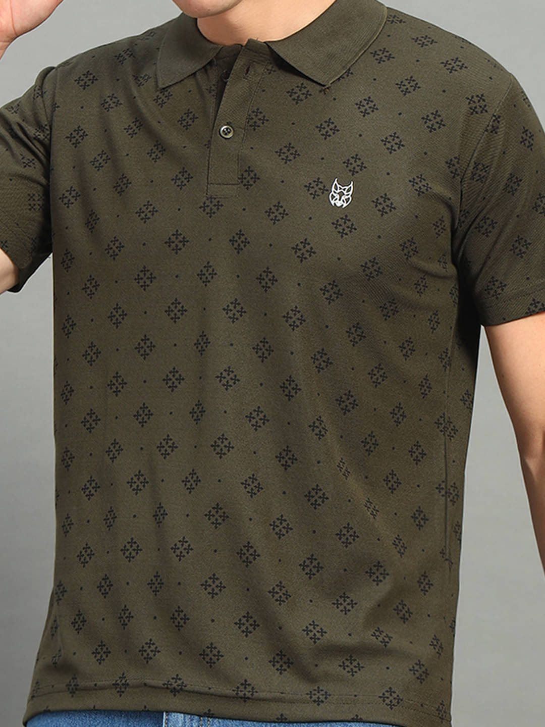     			stelvin Men Cotton Blend Regular Fit Printed Polo T Shirt ( Green )