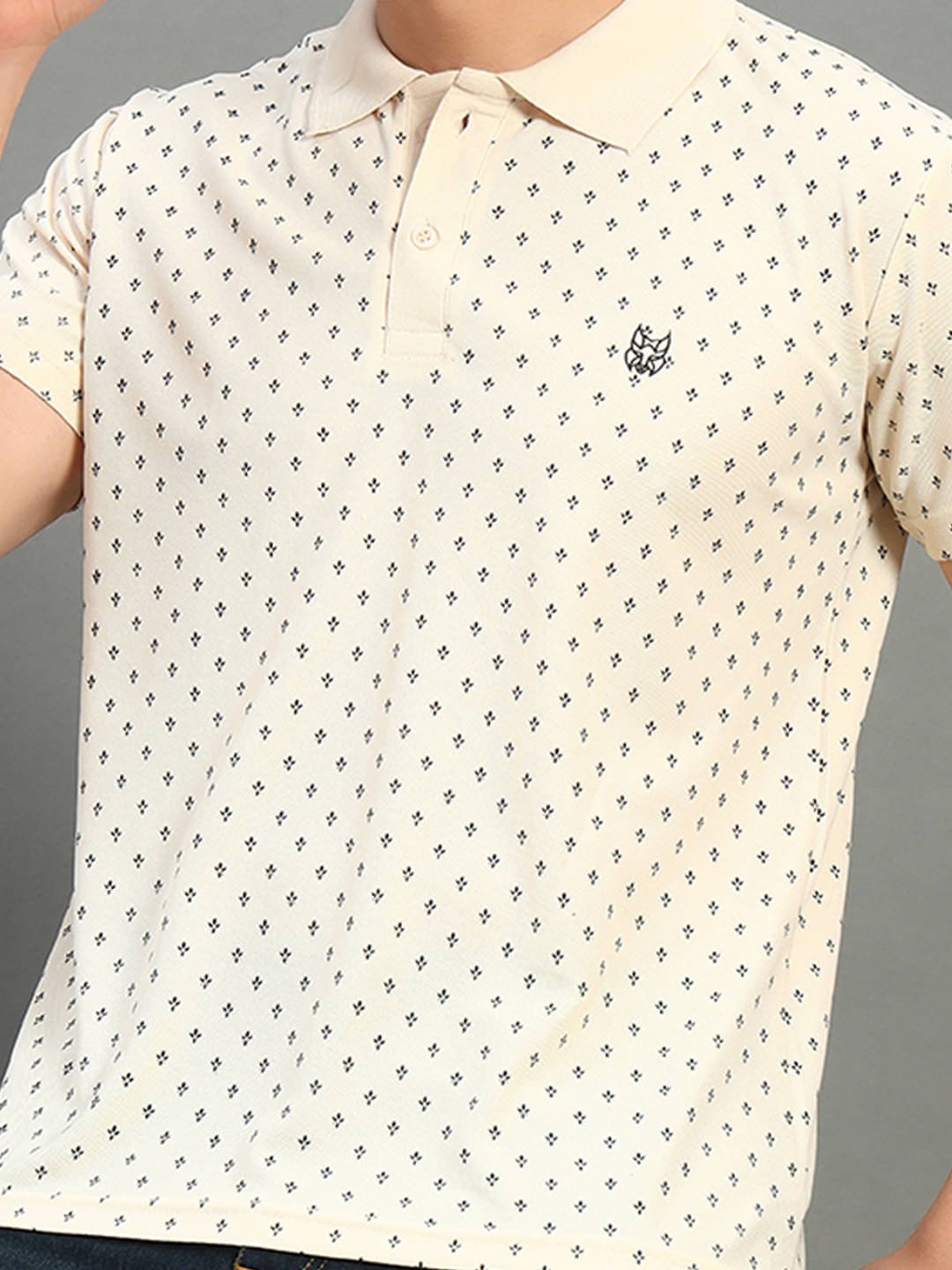 stelvin Men Cotton Blend Regular Fit Printed Polo T Shirt ( Beige ) stelvin Men Cotton Blend Regular Fit Printed Polo T Shirt ( Beige )