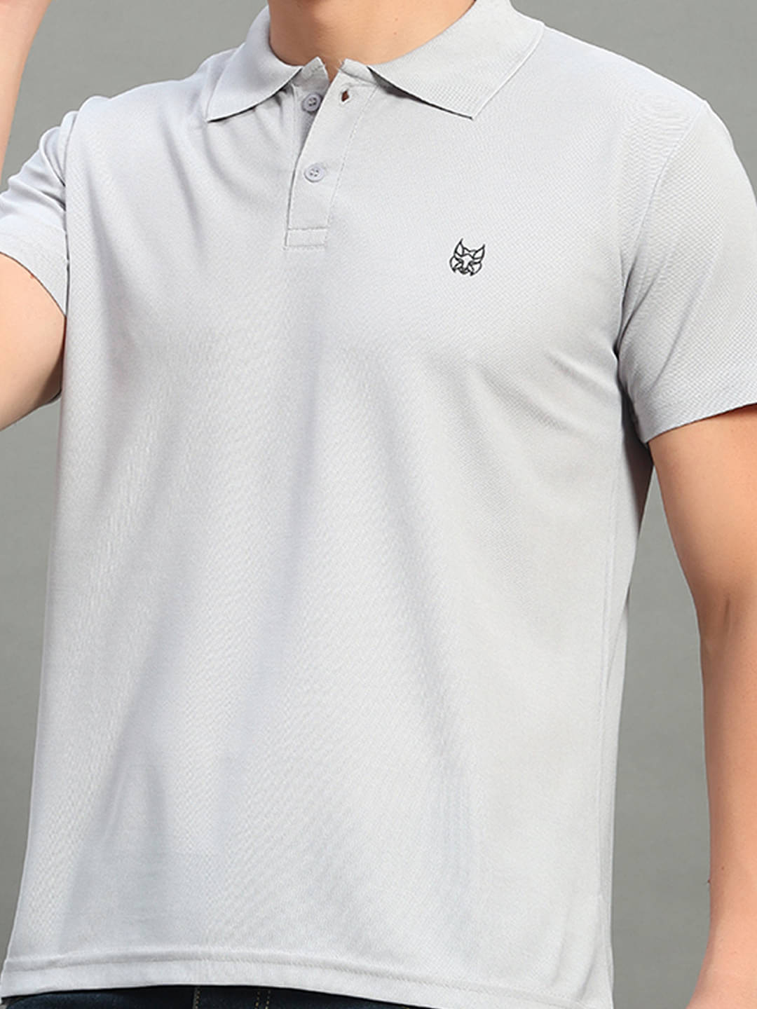 stelvin Men Cotton Blend Regular Fit Solid Polo T Shirt ( Grey )     			stelvin Men Cotton Blend Regular Fit Solid Polo T Shirt ( Grey )