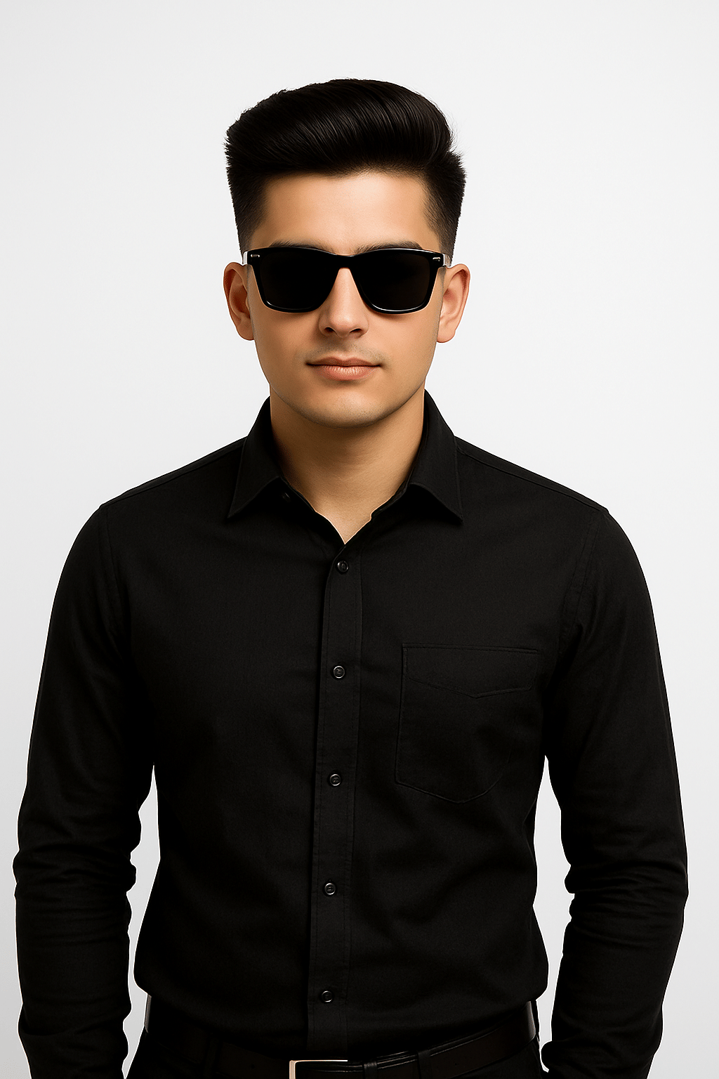     			7star Cotton Blend Regular Fit Full Sleeves Men's Formal Shirt - Black ( Pack of 1 )