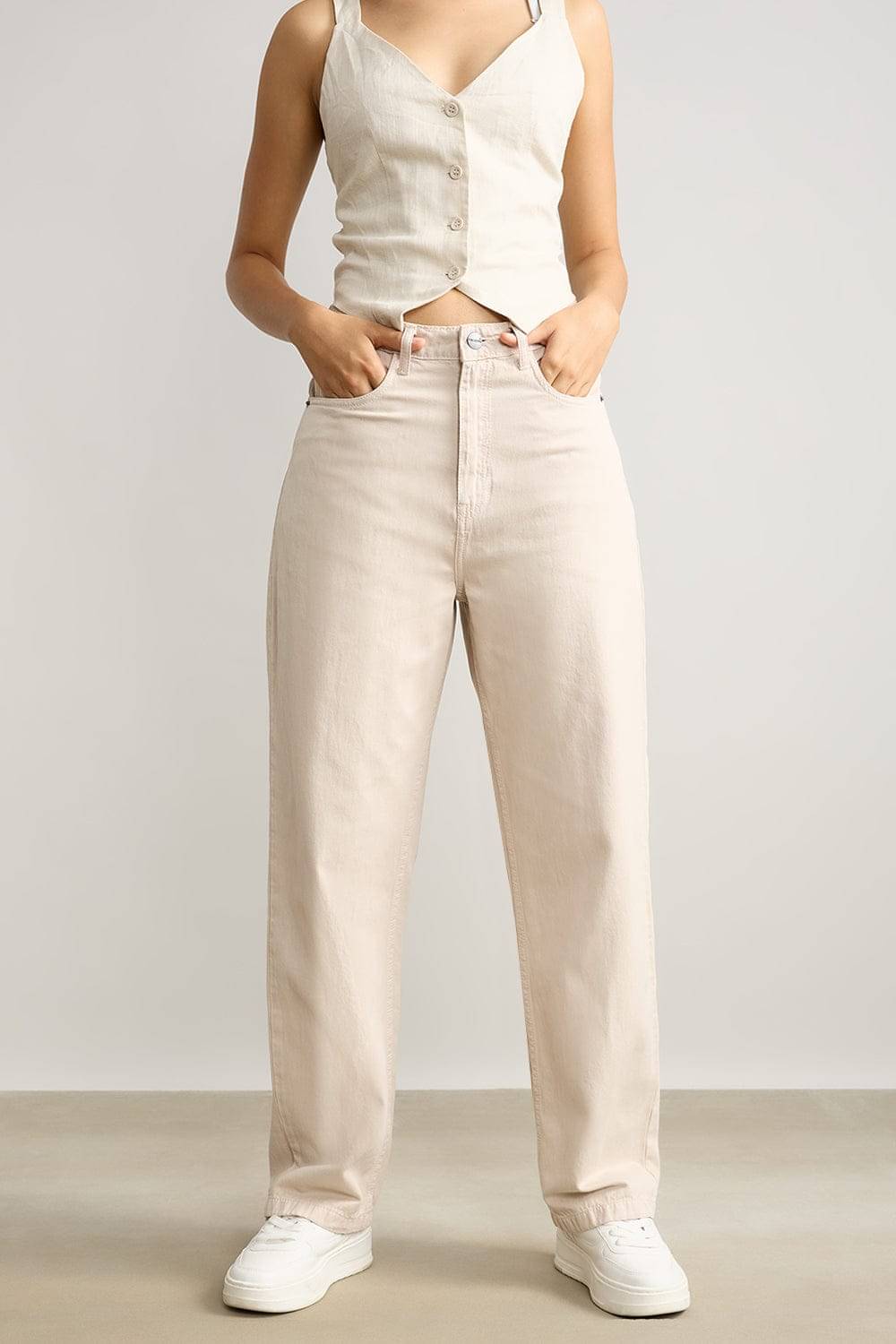     			9x denims Women's Straight Fit High-Rise Jeans ( Cream )
