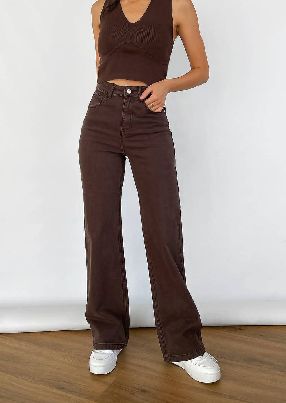     			9x denims Women's Straight Fit High-Rise Jeans ( Brown )