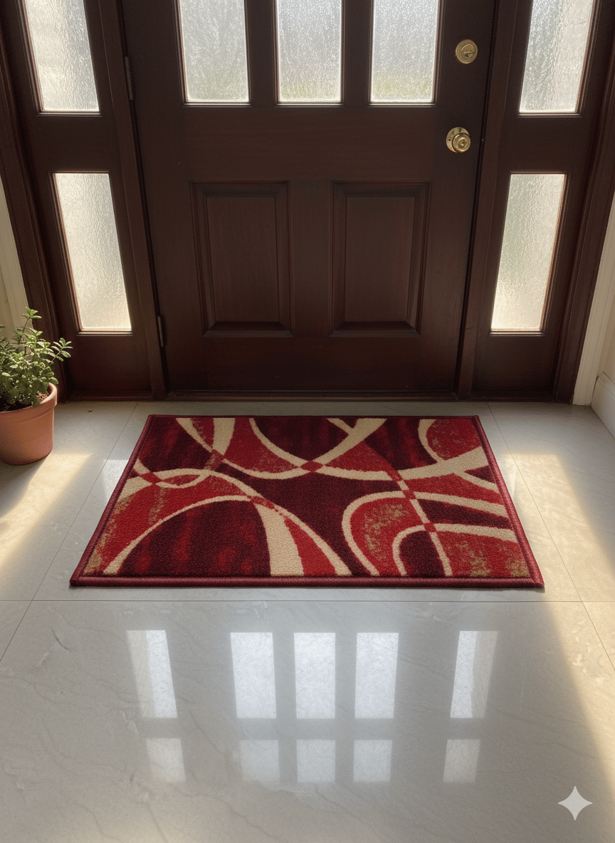     			ANtiqo Red Cotton Rectangular Floor Mat ( Pack of 1 )