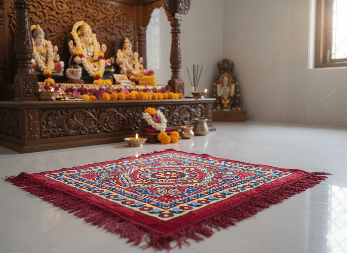     			ANtiqo Red Cotton Rectangular Floor Mat ( Pack of 1 )