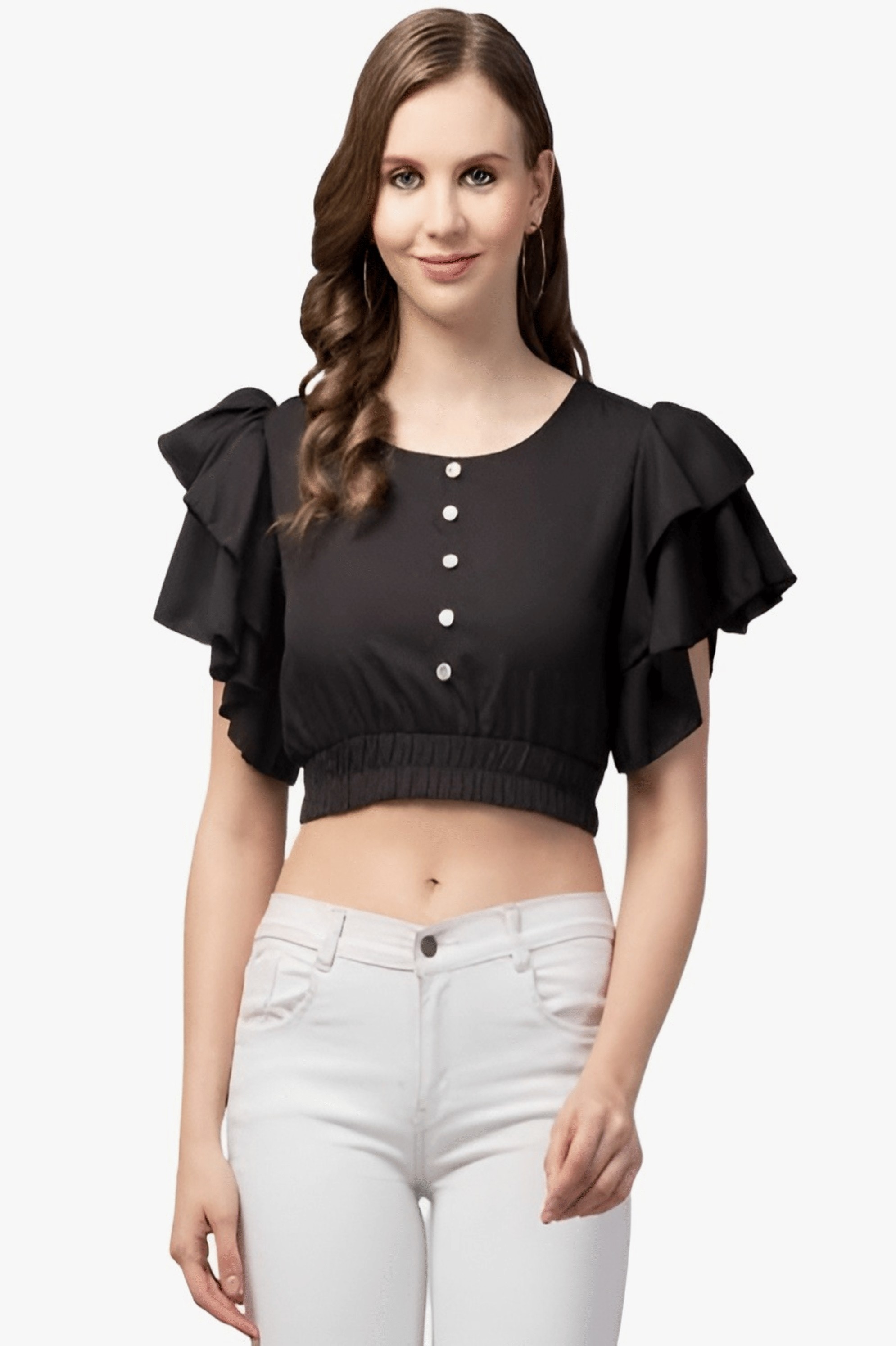     			ATIMUNA Women's Polyester Crop Top ( Black )