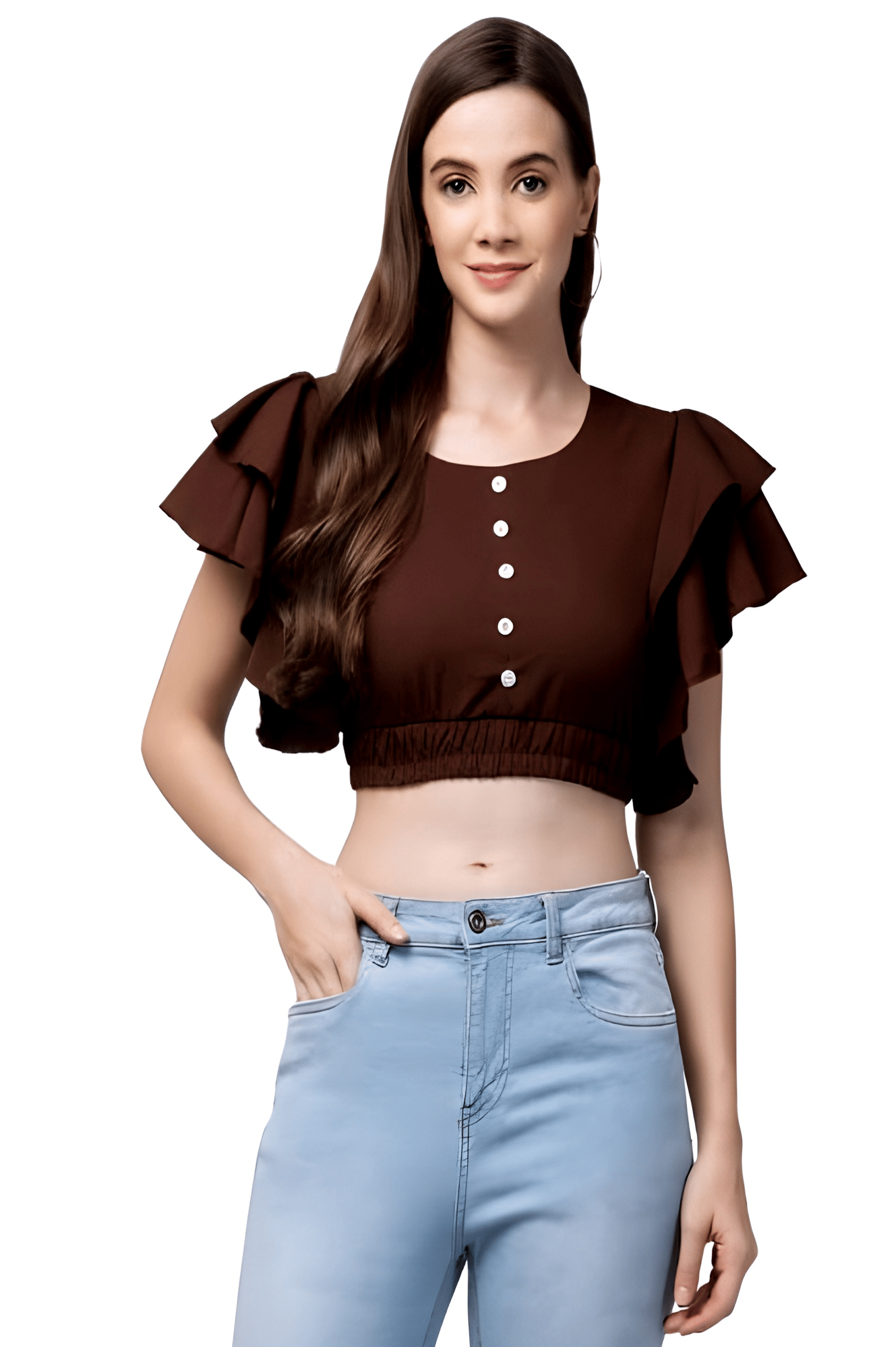     			ATIMUNA Women's Polyester Crop Top ( Brown )