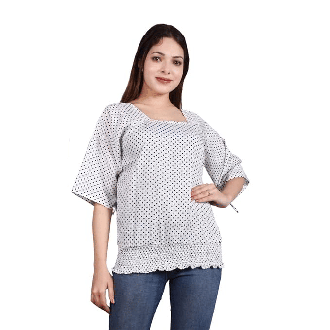 ATIMUNA Women's Polyester Regular Top ( White ) ATIMUNA Women's Polyester Regular Top ( White )
