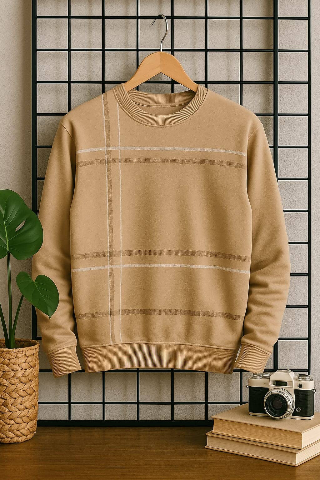 AUSTIVO Fleece Round Neck Men's Sweatshirt - Beige ( Pack of 1 )